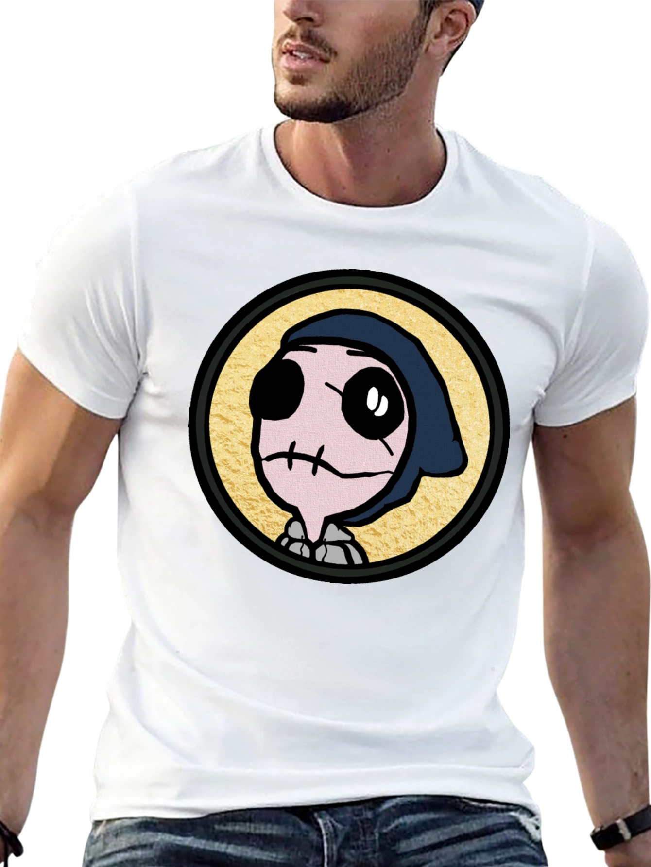 Black Grim Reaper Cartoon Graphic T-Shirt view 13