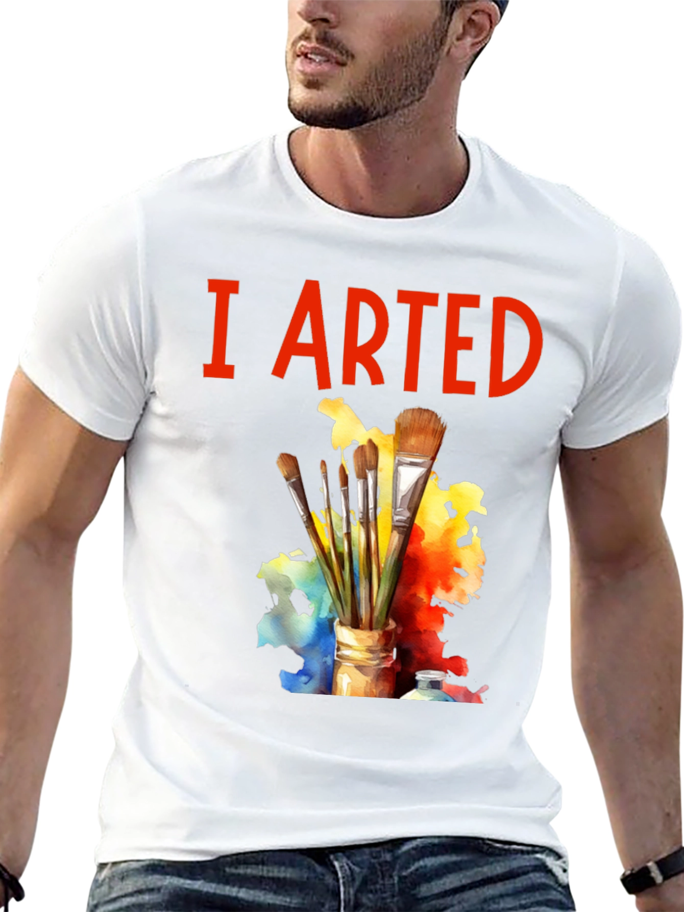 Black I Arted T-Shirt - Painter's Palette Brush Design view 13