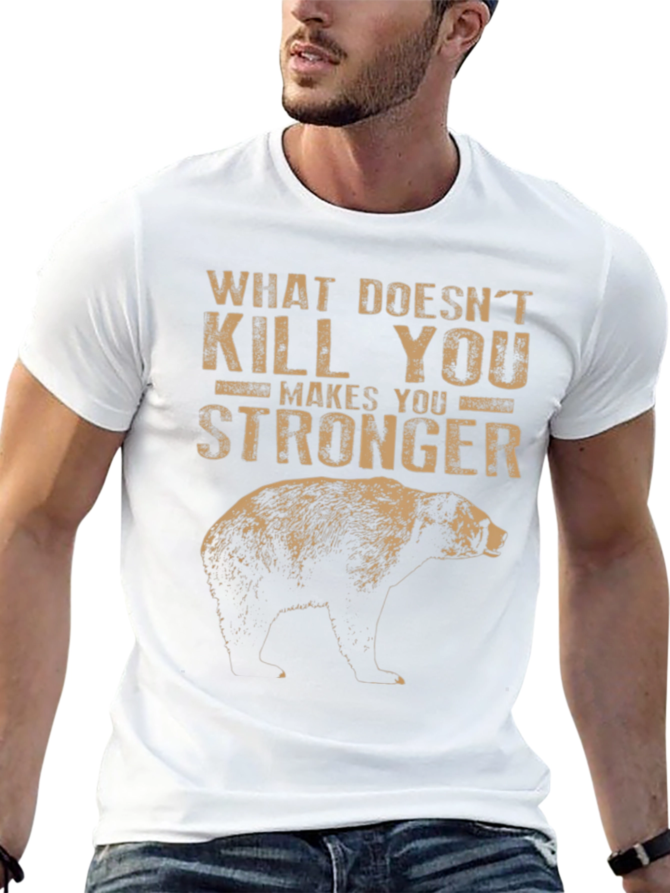 Black Grizzly Bear Stronger Graphic Tee view 13