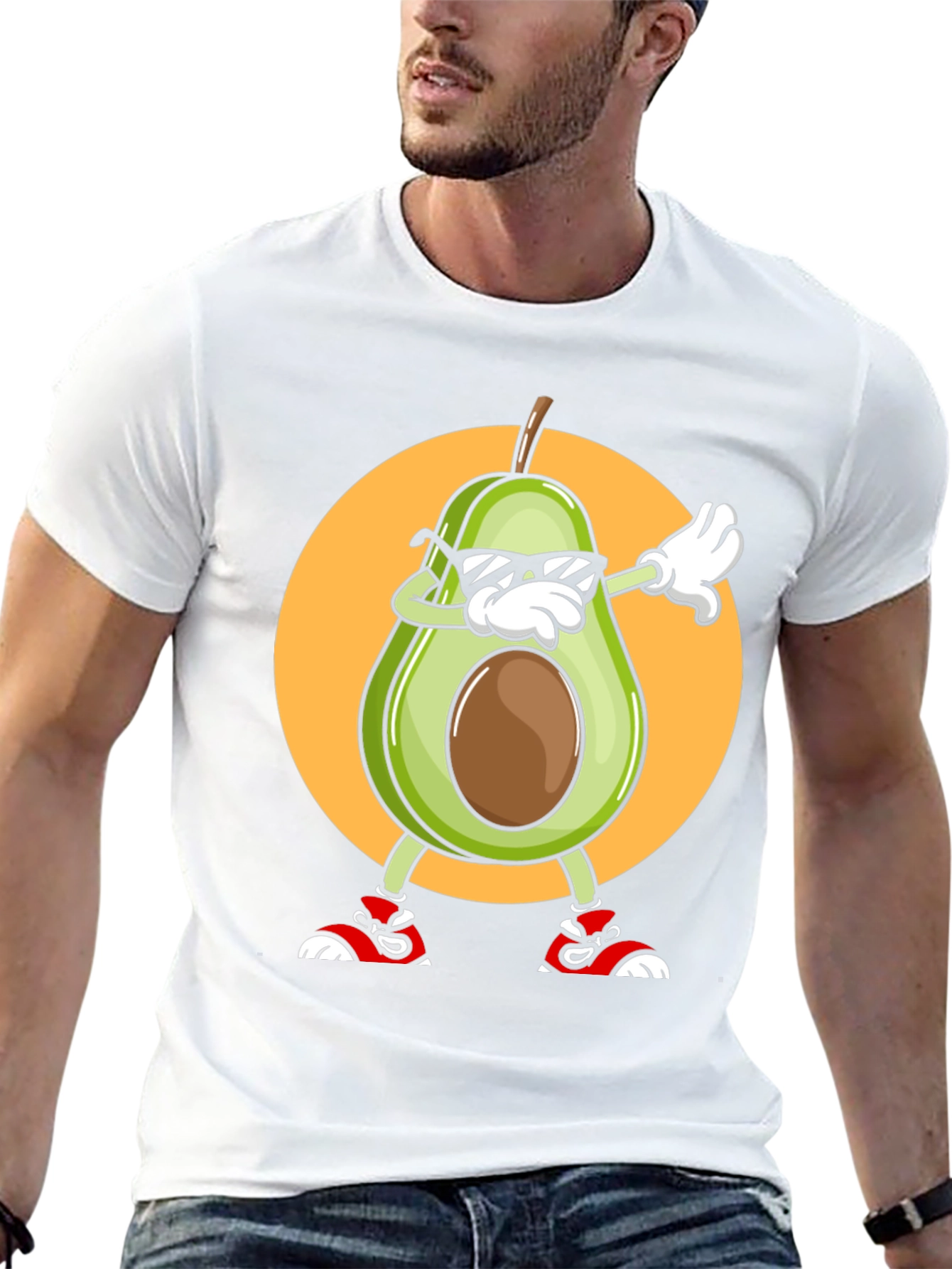 Black Avocado Dabbing Graphic Tee - Cool Cartoon T-Shirt view 13