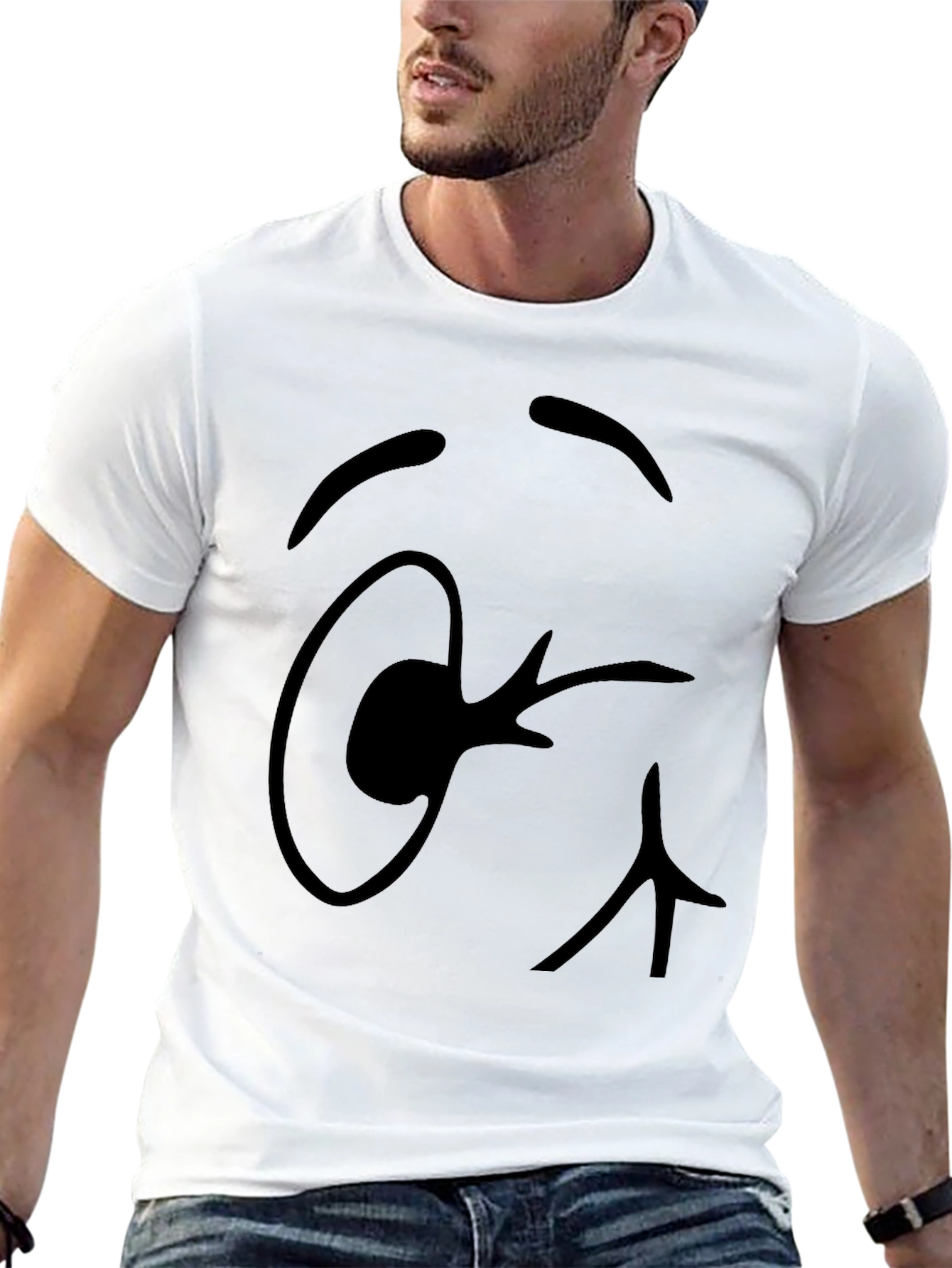 Black Winking Face Black T-Shirt view 13