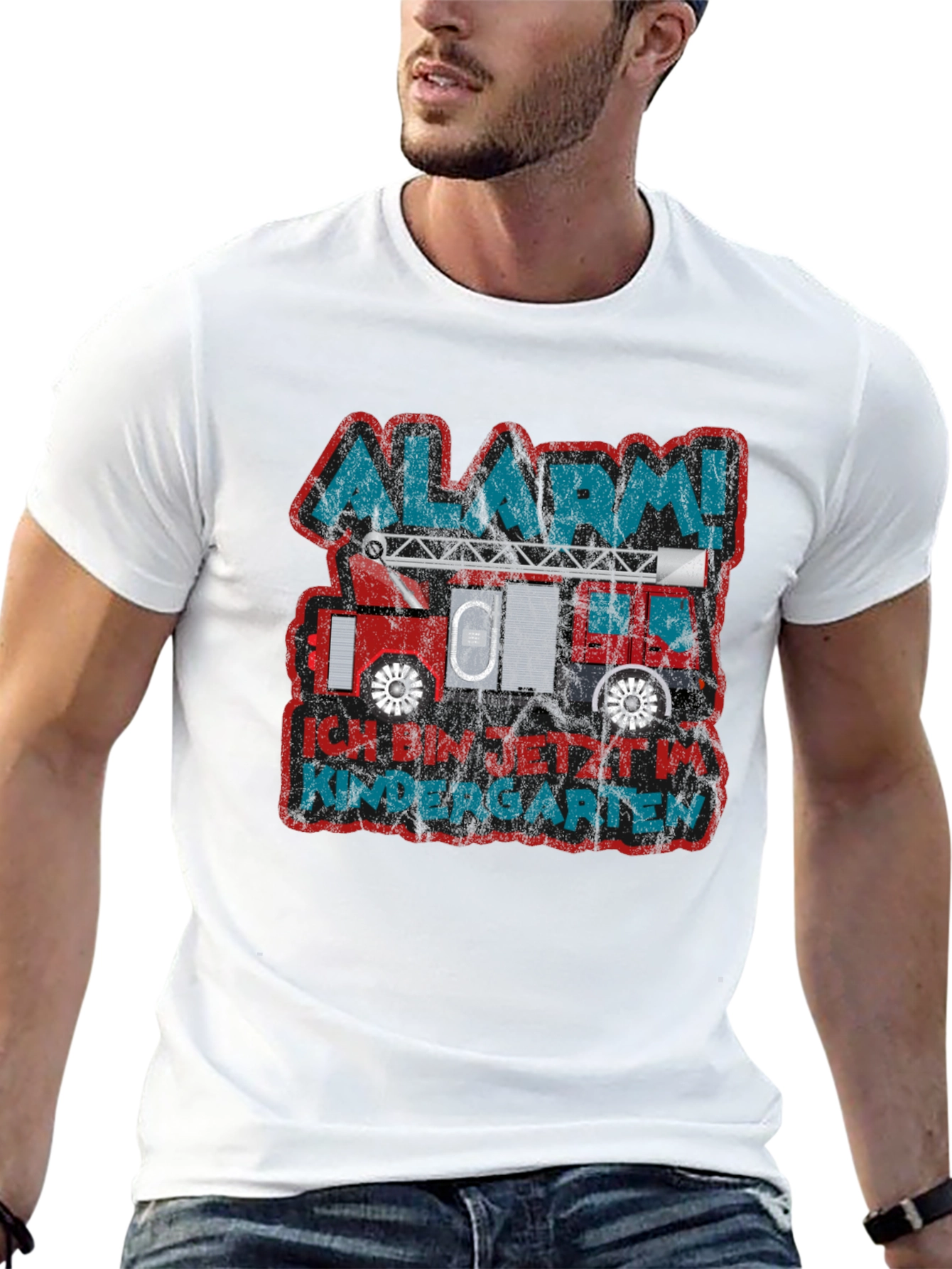 Black Alarm! Kindergarten Fire Truck T-Shirt view 13