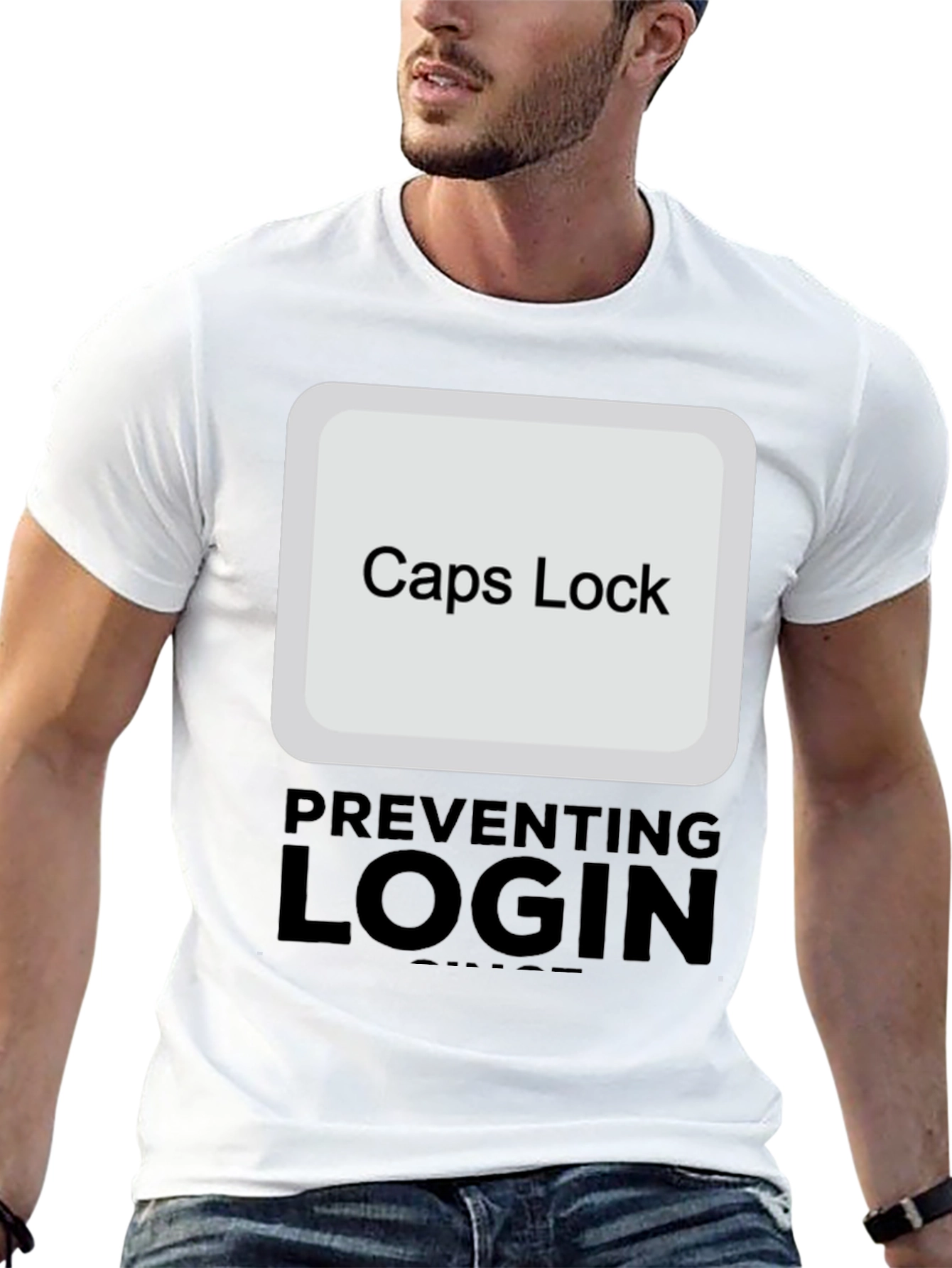 Black Caps Lock Preventing Login T-Shirt view 13