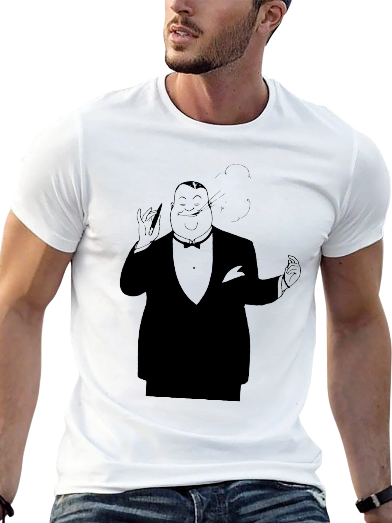 Black Black Tuxedo Cartoon Graphic Tee view 13