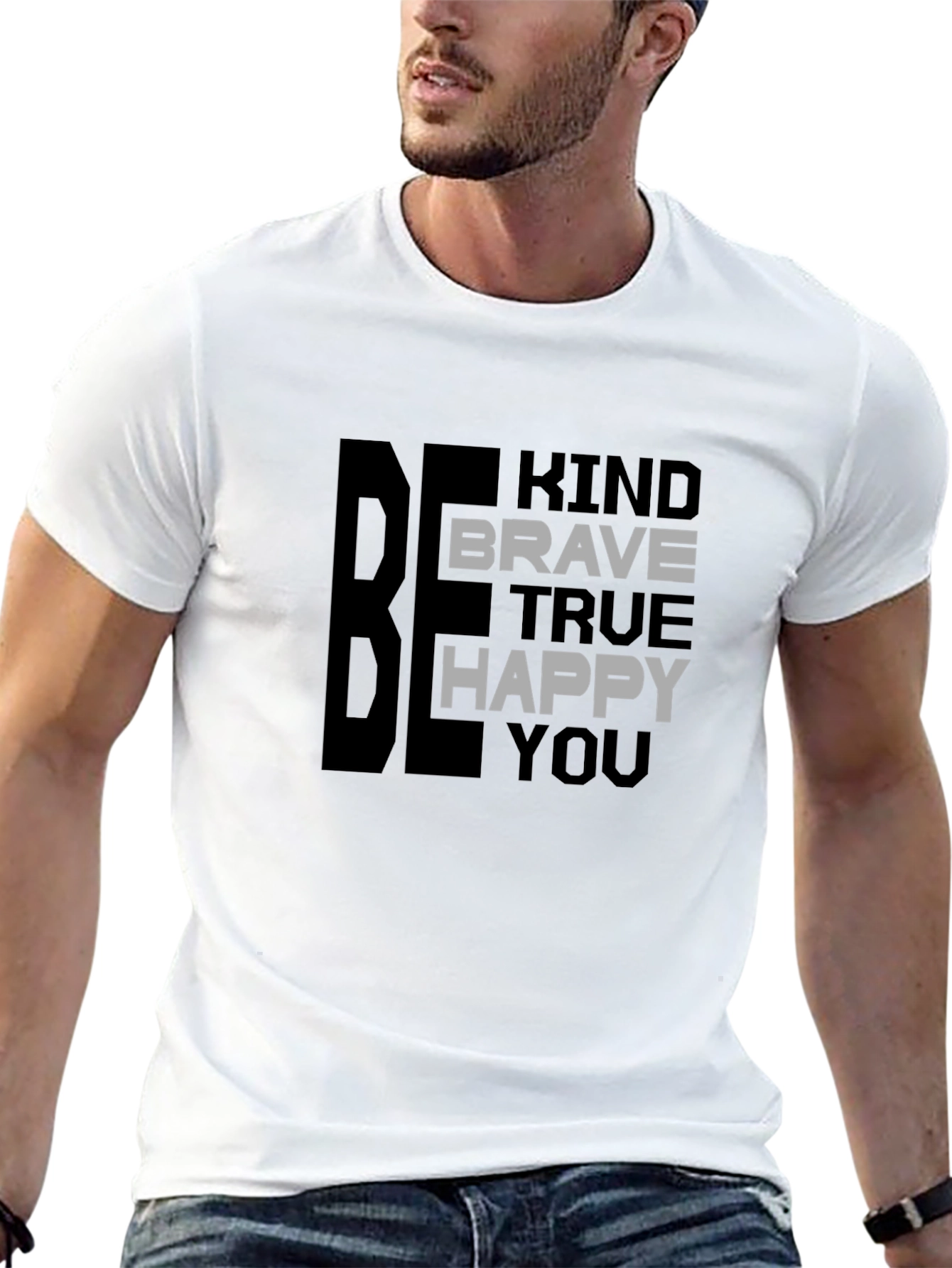 Black Be Kind Brave True Happy You T-Shirt view 13