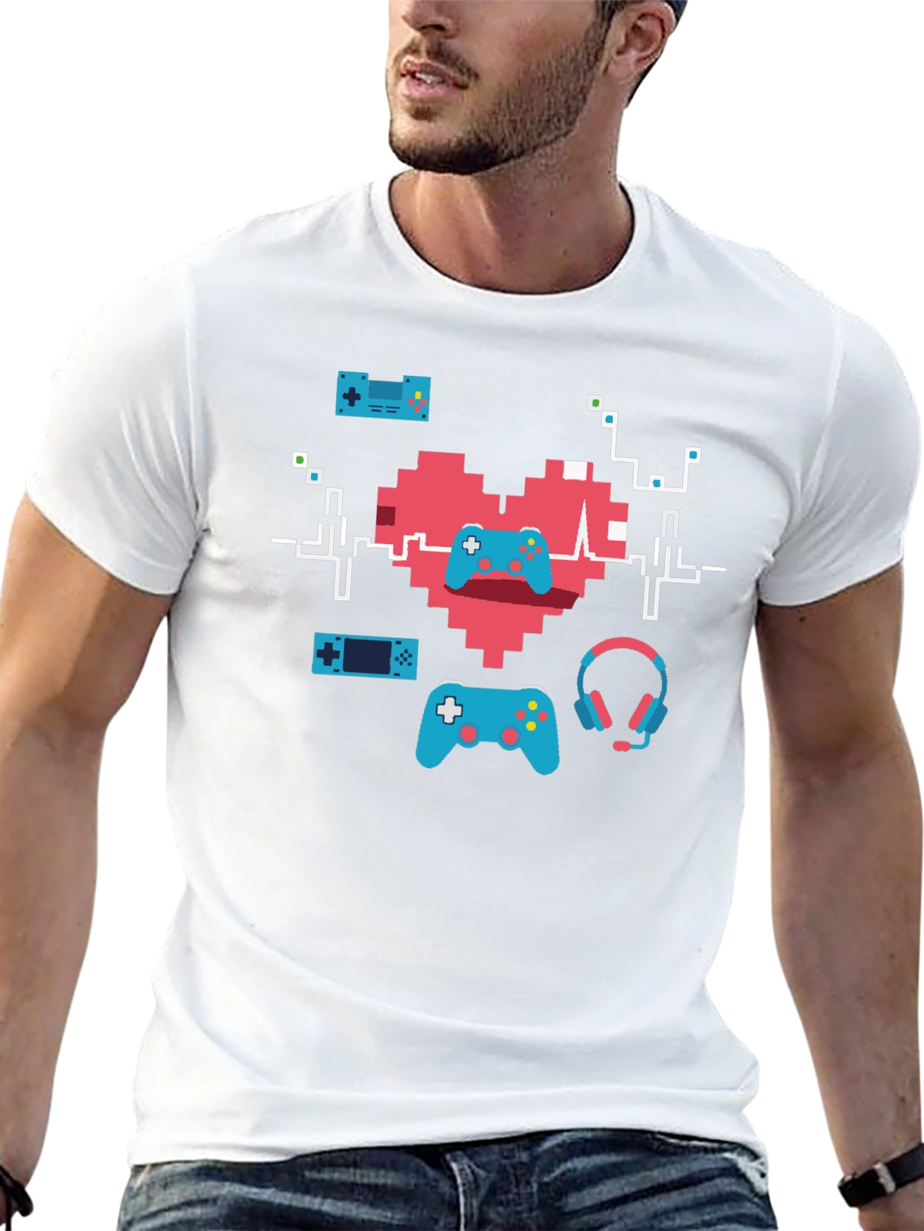 Black Gamer Heartbeat T-Shirt - Pixel Art Gaming Tee view 13