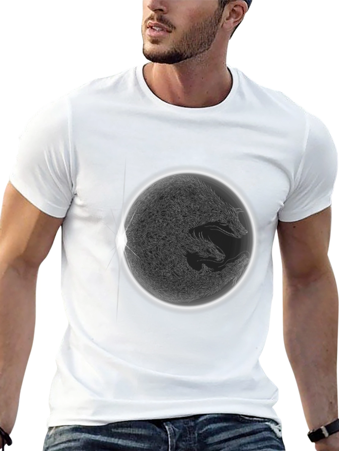 Black Wolf Eclipse Graphic Black T-Shirt view 13
