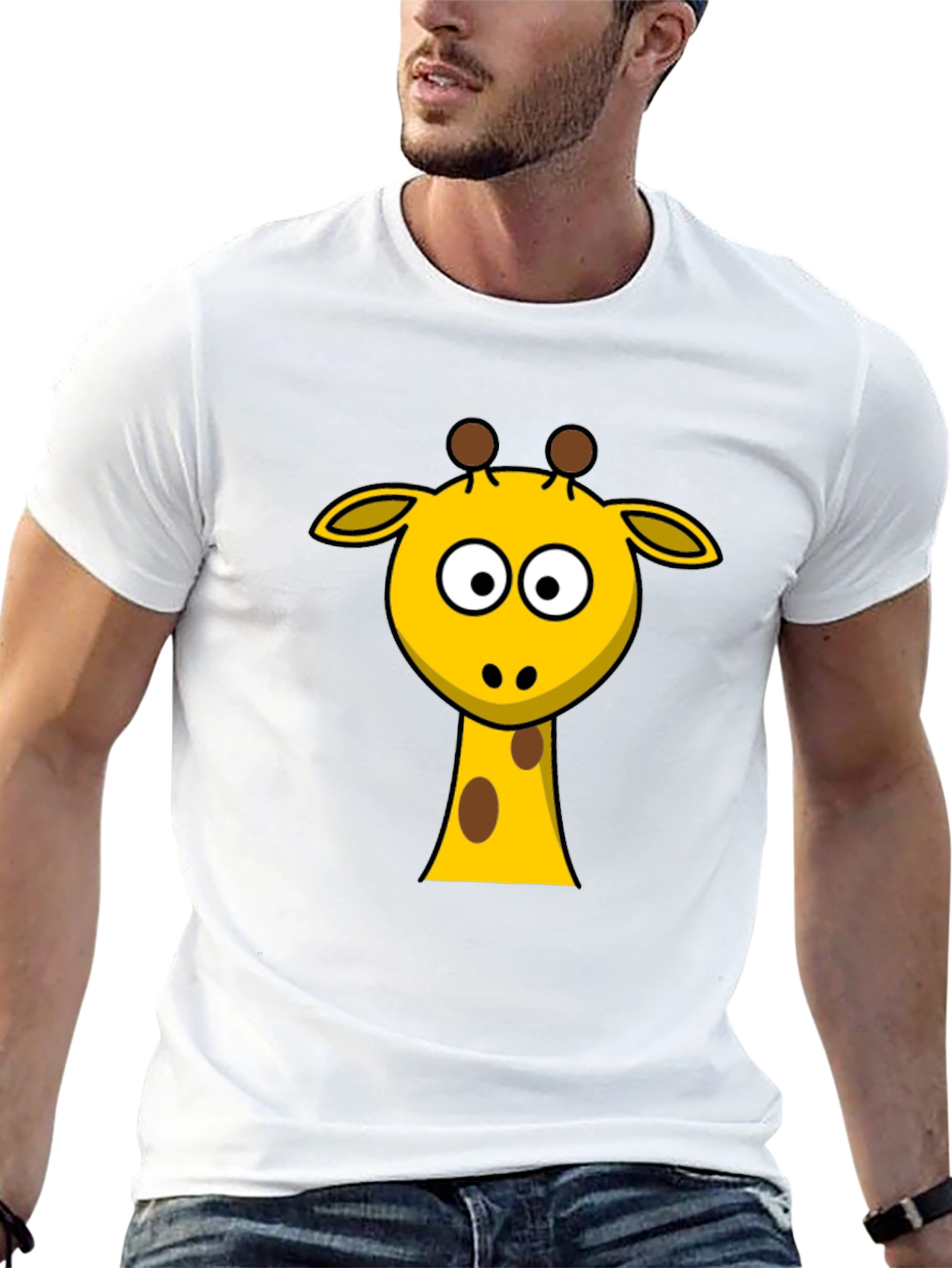 Black Cartoon Giraffe T-Shirt - Black Cotton Tee view 13