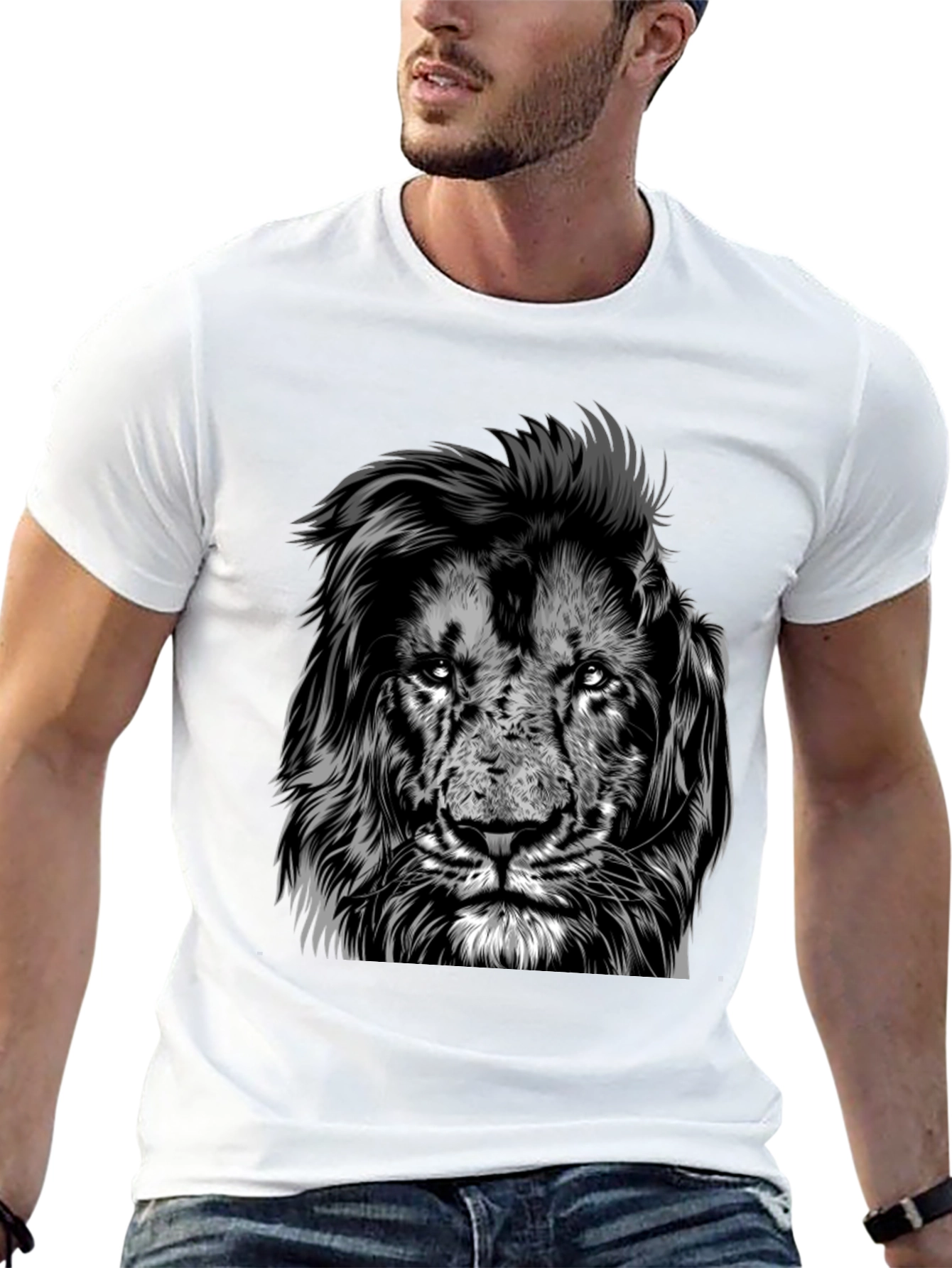 Black Lion Graphic Tee - Black Crew Neck Short Sleeve view 13