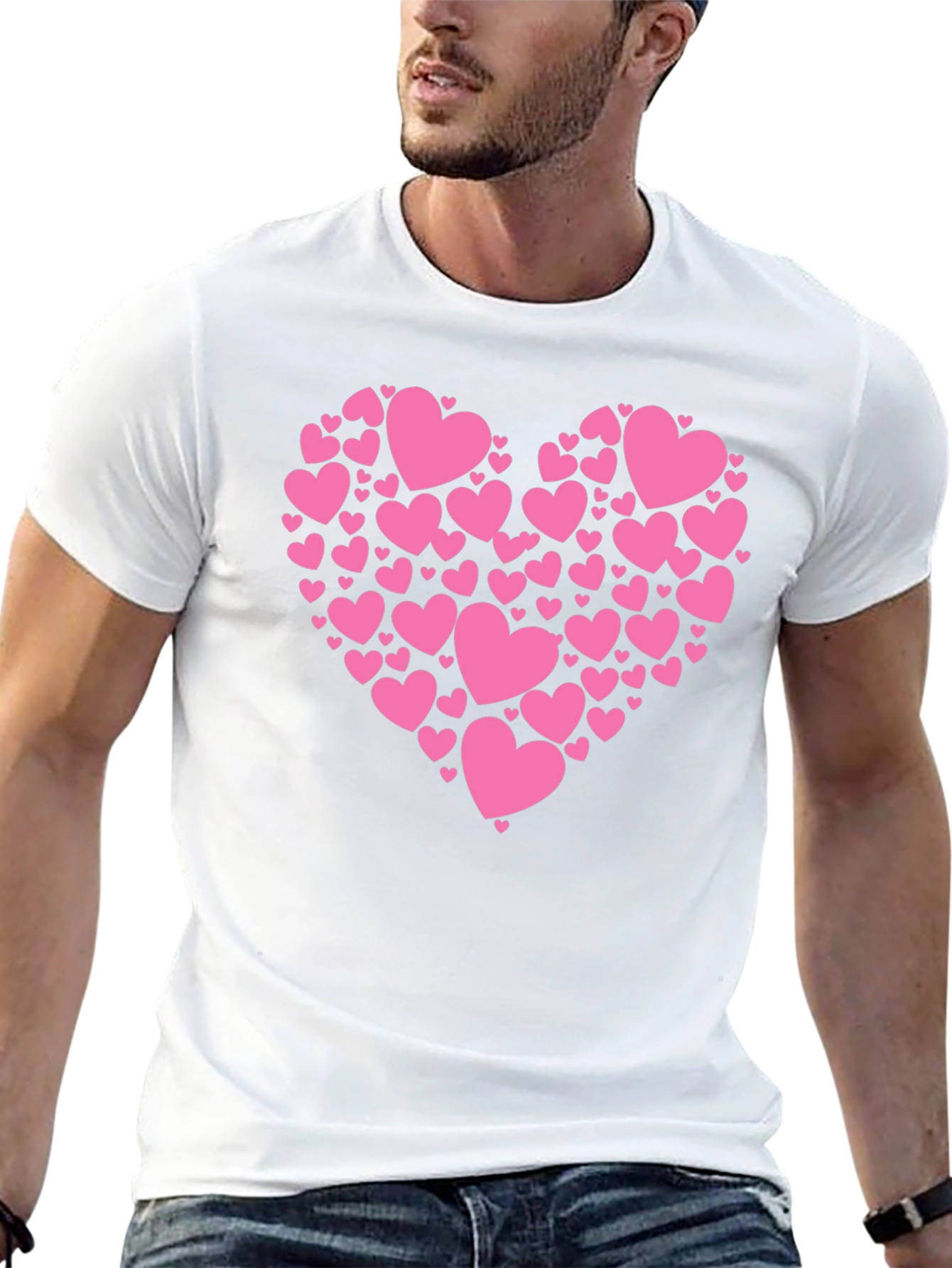 Black Heart Made of Hearts Graphic Tee - Black Cotton Blend T-Shirt view 13