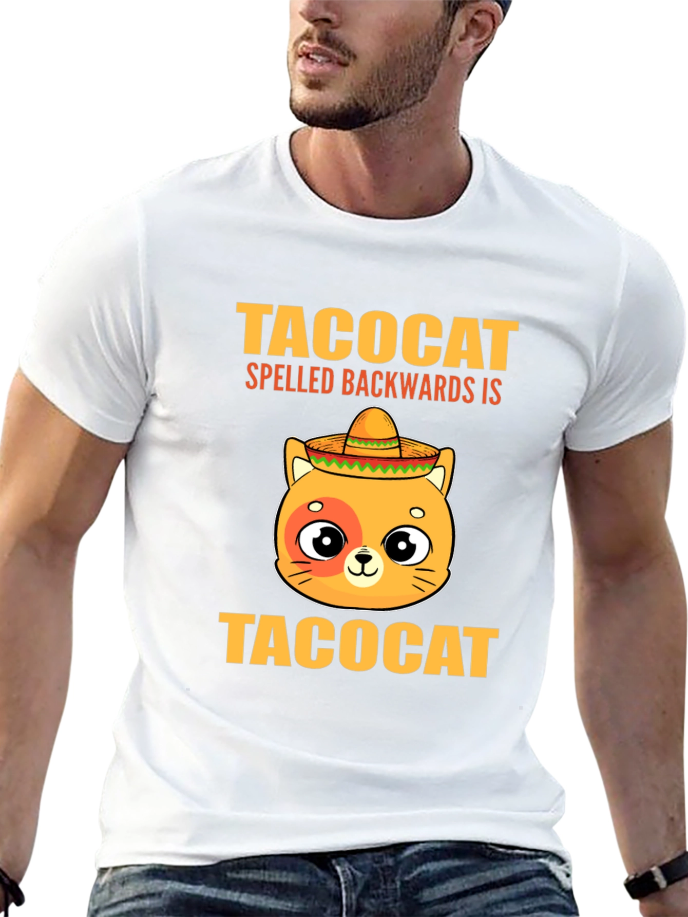 Black Taco Cat T-Shirt - Spelled Backwards is TacoCat! Funny Tee view 13