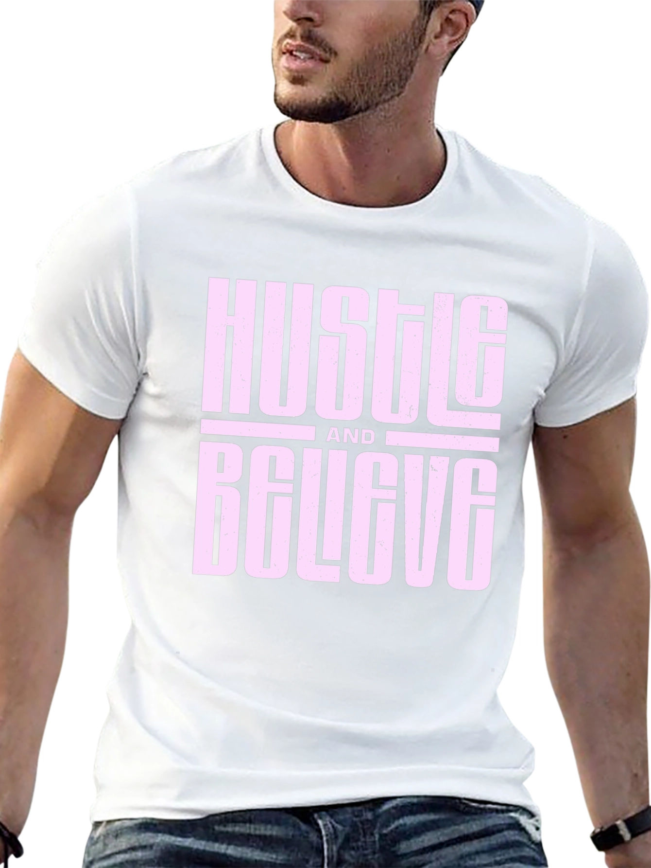 Black Hustle and Believe Graphic Tee - Black view 13