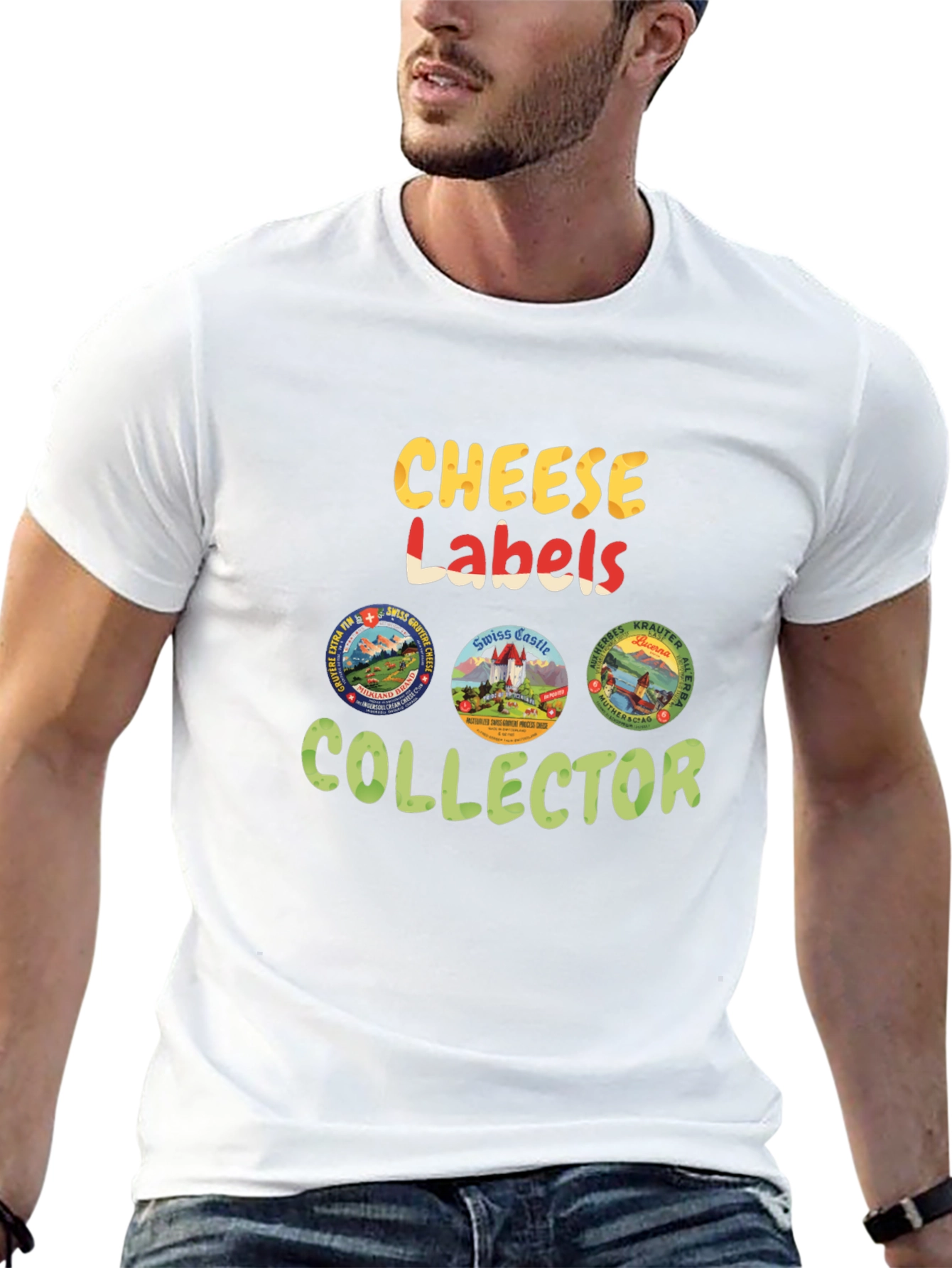 Black Cheese Labels Collector T-Shirt view 13