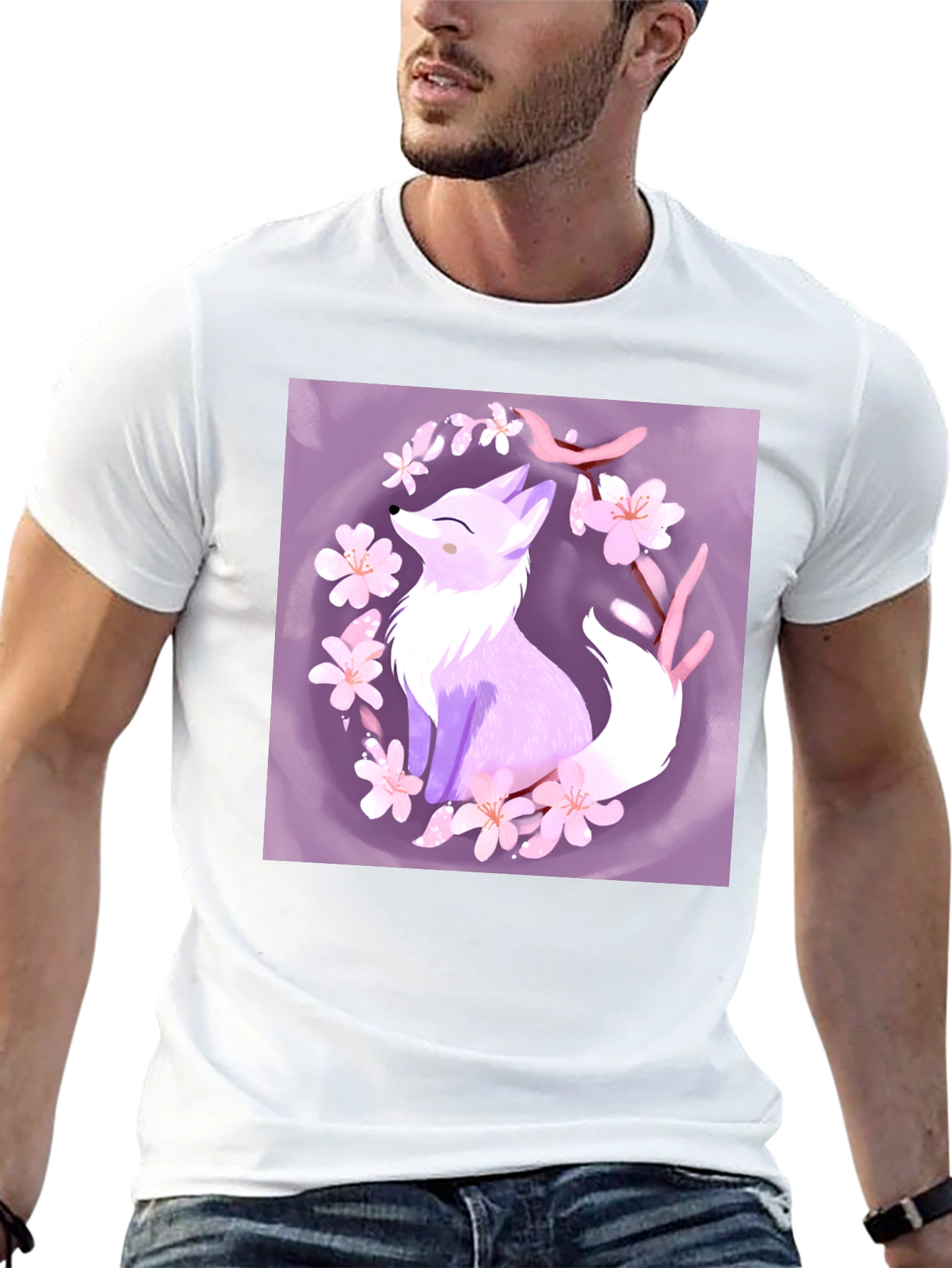 Black Fox Blossom Graphic Tee - Stylish & Unique view 13