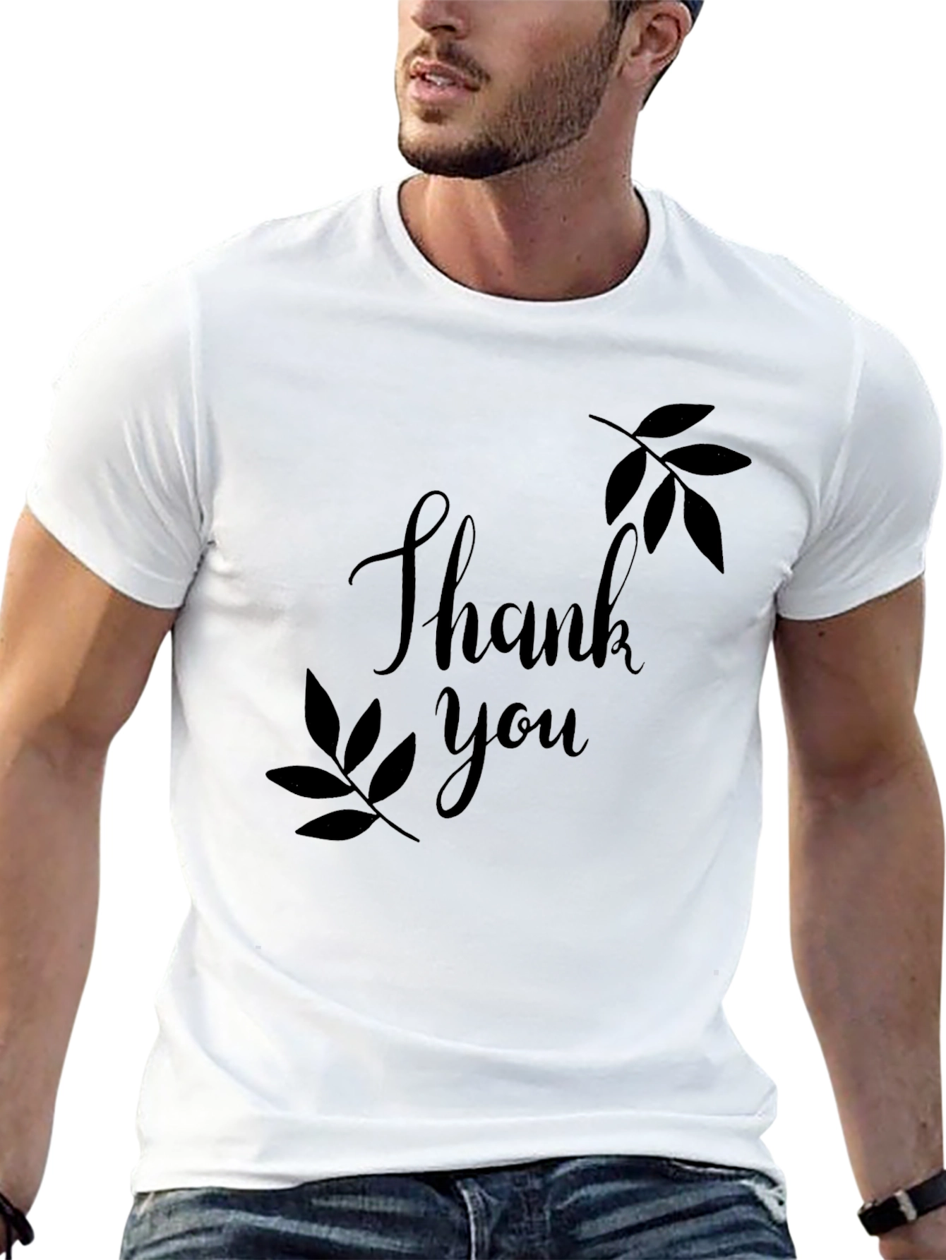 Black Thank You Graphic Print Tee - Stylish Unisex Design view 13