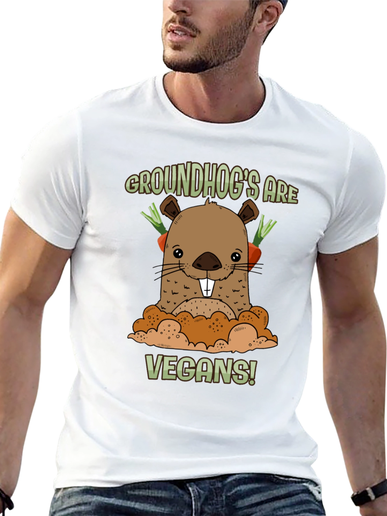 Black Groundhog Vegan T-Shirt view 13