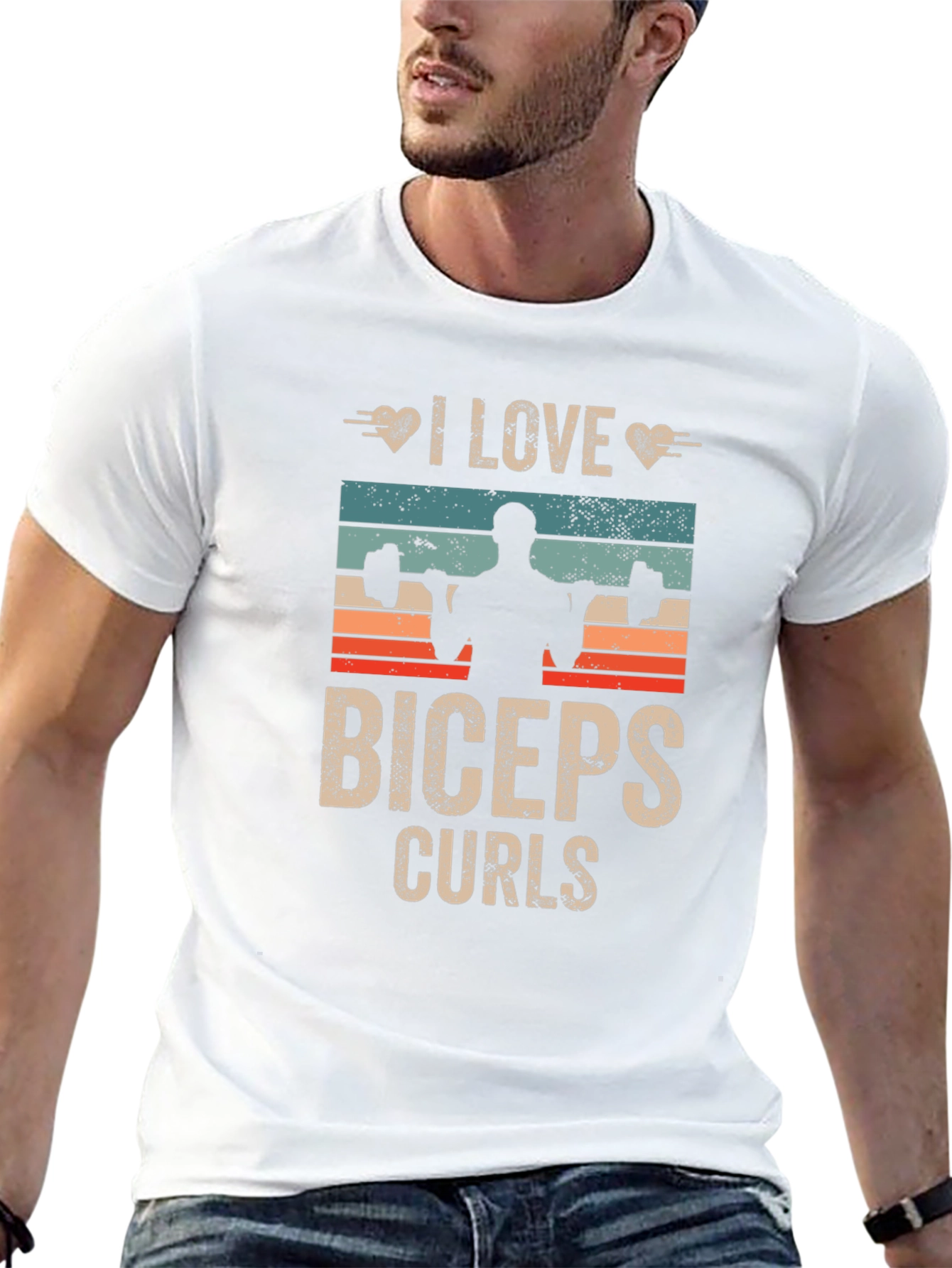 Black I Love Biceps Curls Graphic T-Shirt view 13