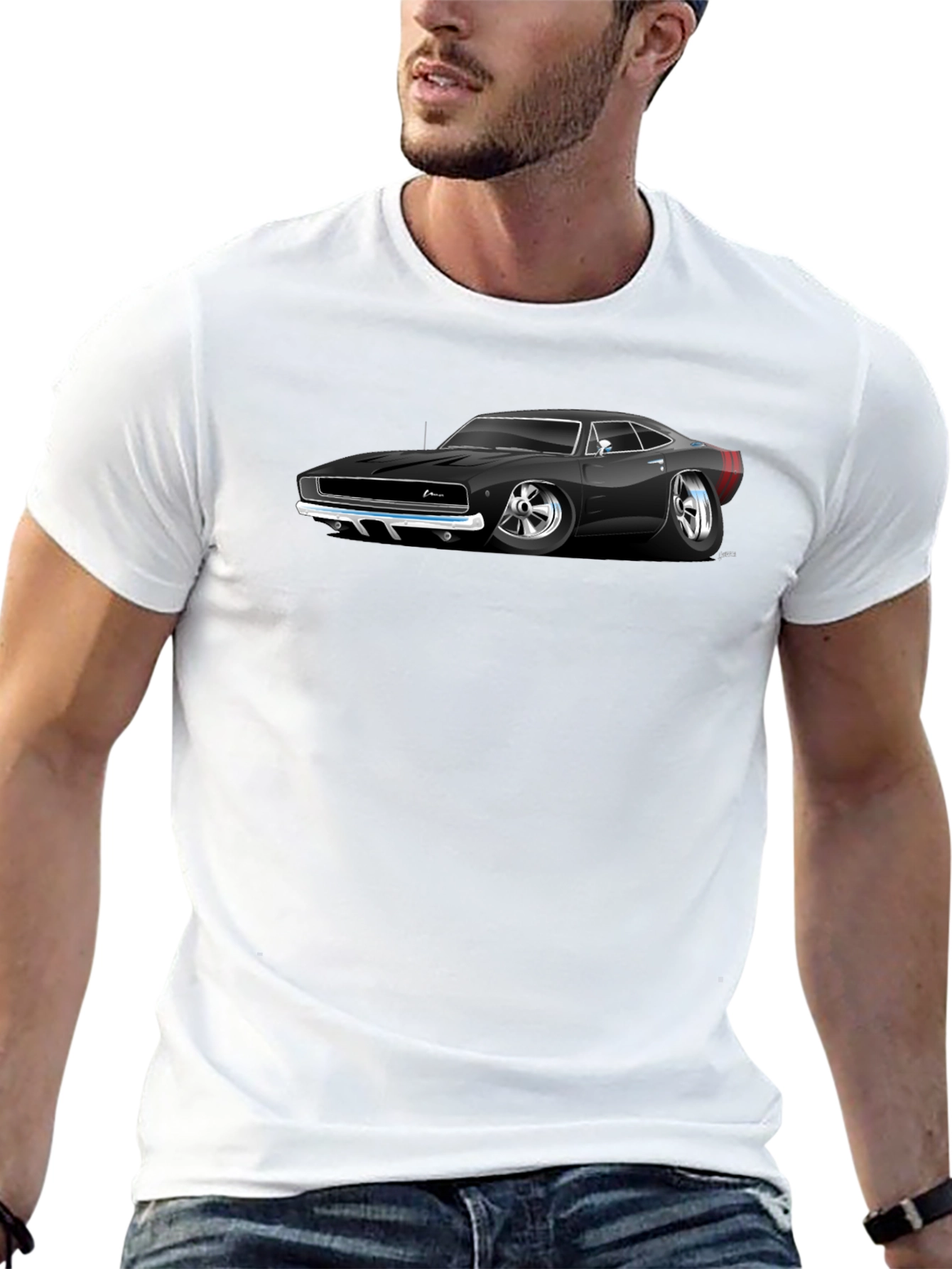 Black Classic Car Graphic Black T-Shirt view 13