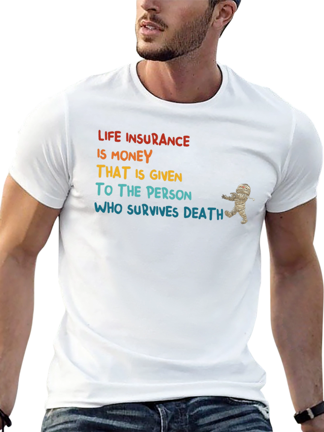 Black Life Insurance Mummy Humor T-Shirt view 13