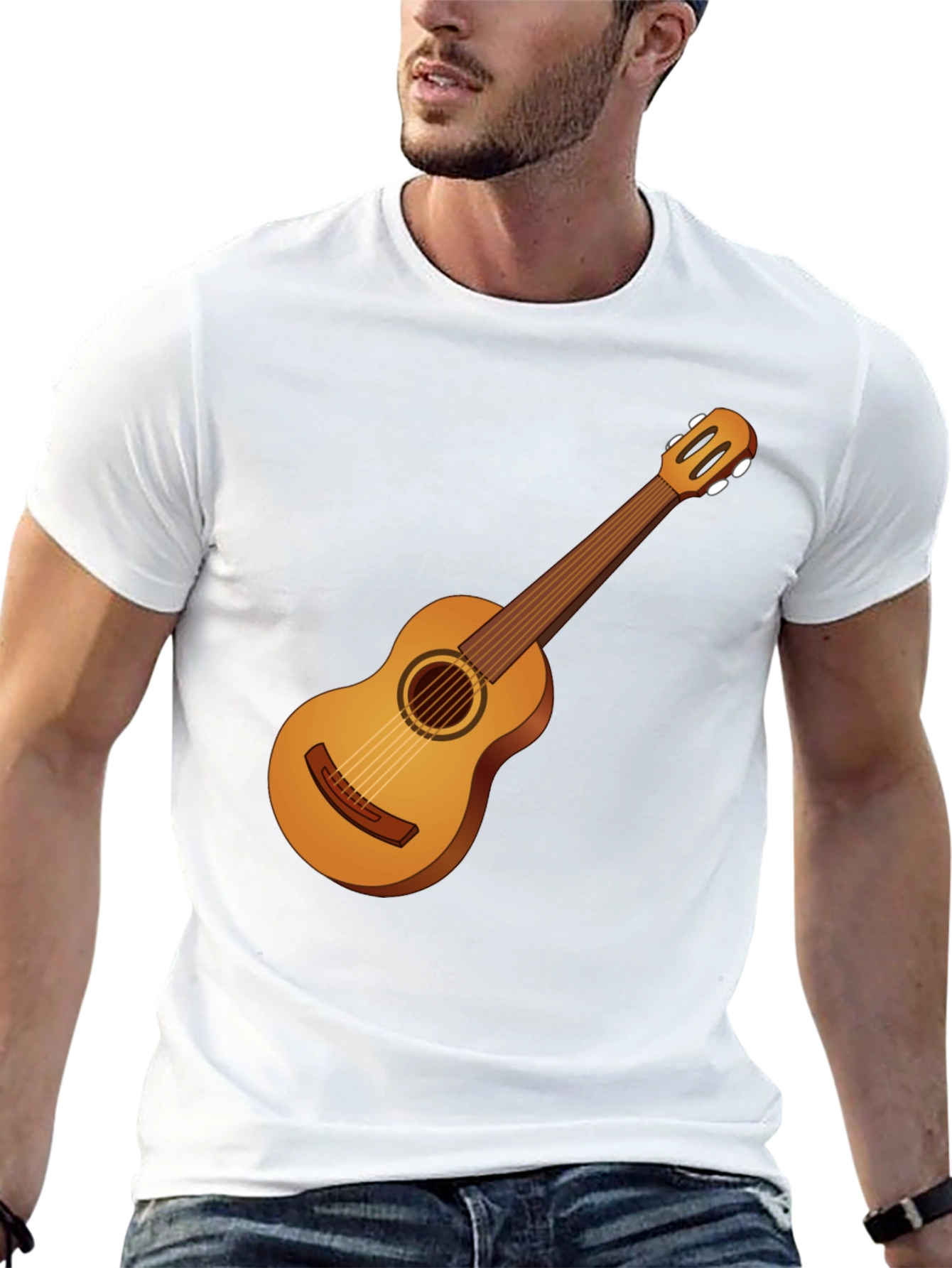 Black Guitar Graphic Tee - Black Cotton T-Shirt view 13