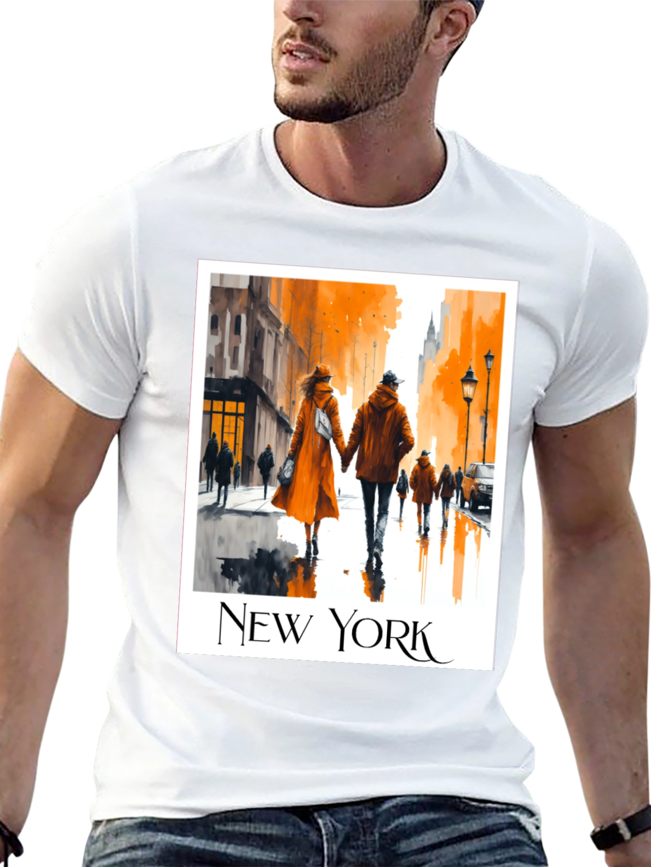 Black New York City Couple T-Shirt view 13