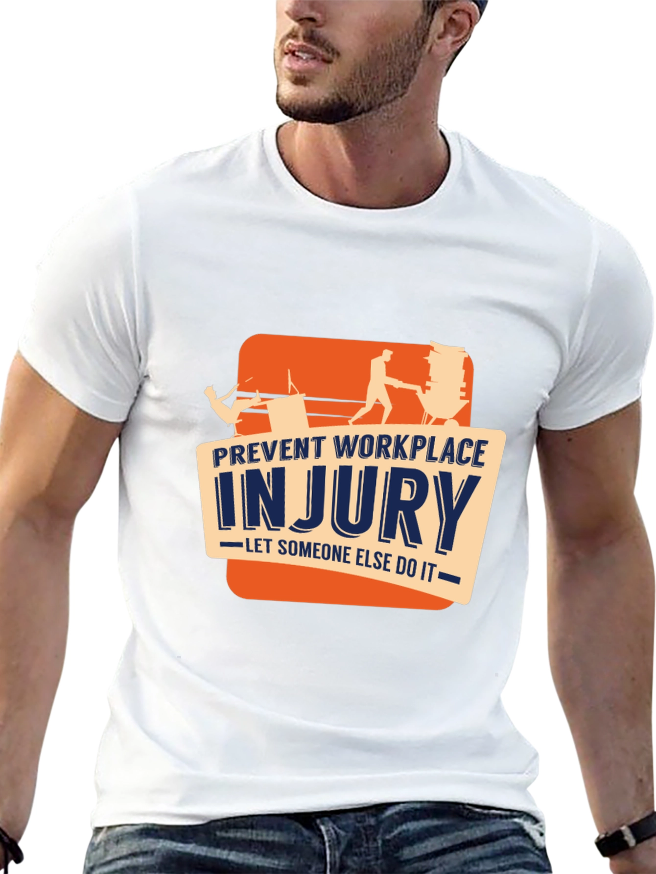 Black Prevent Workplace Injury Graphic Tee view 13