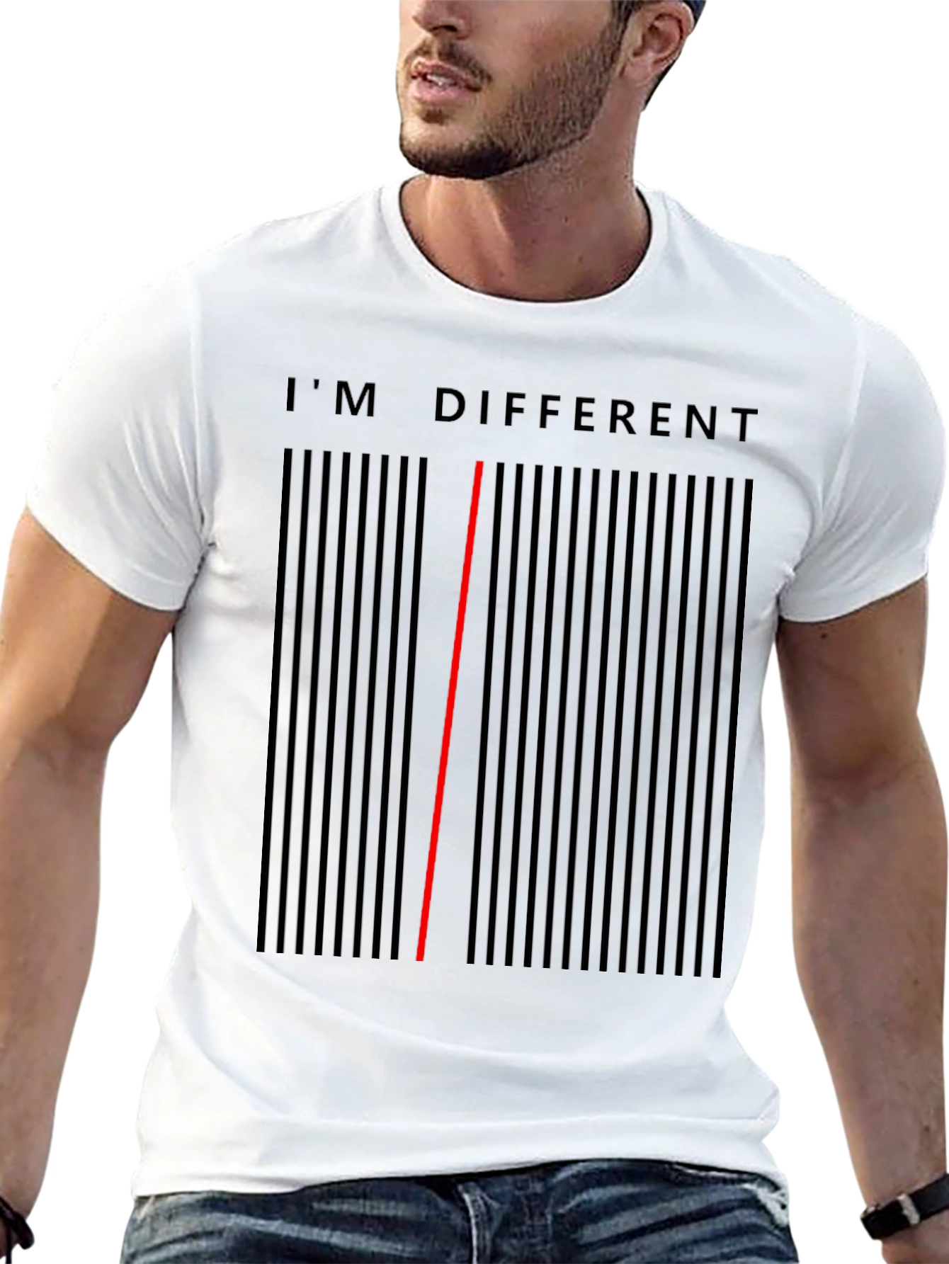 Black I'm Different Barcode T-Shirt - Unique Statement Tee view 13