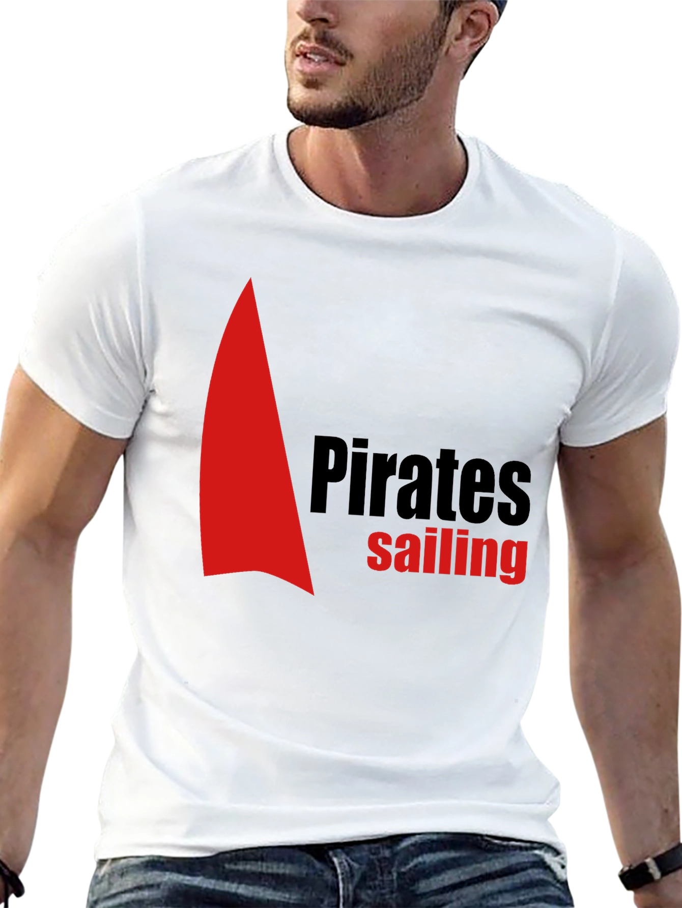 Black Pirates Sailing Black Cotton T-Shirt view 13
