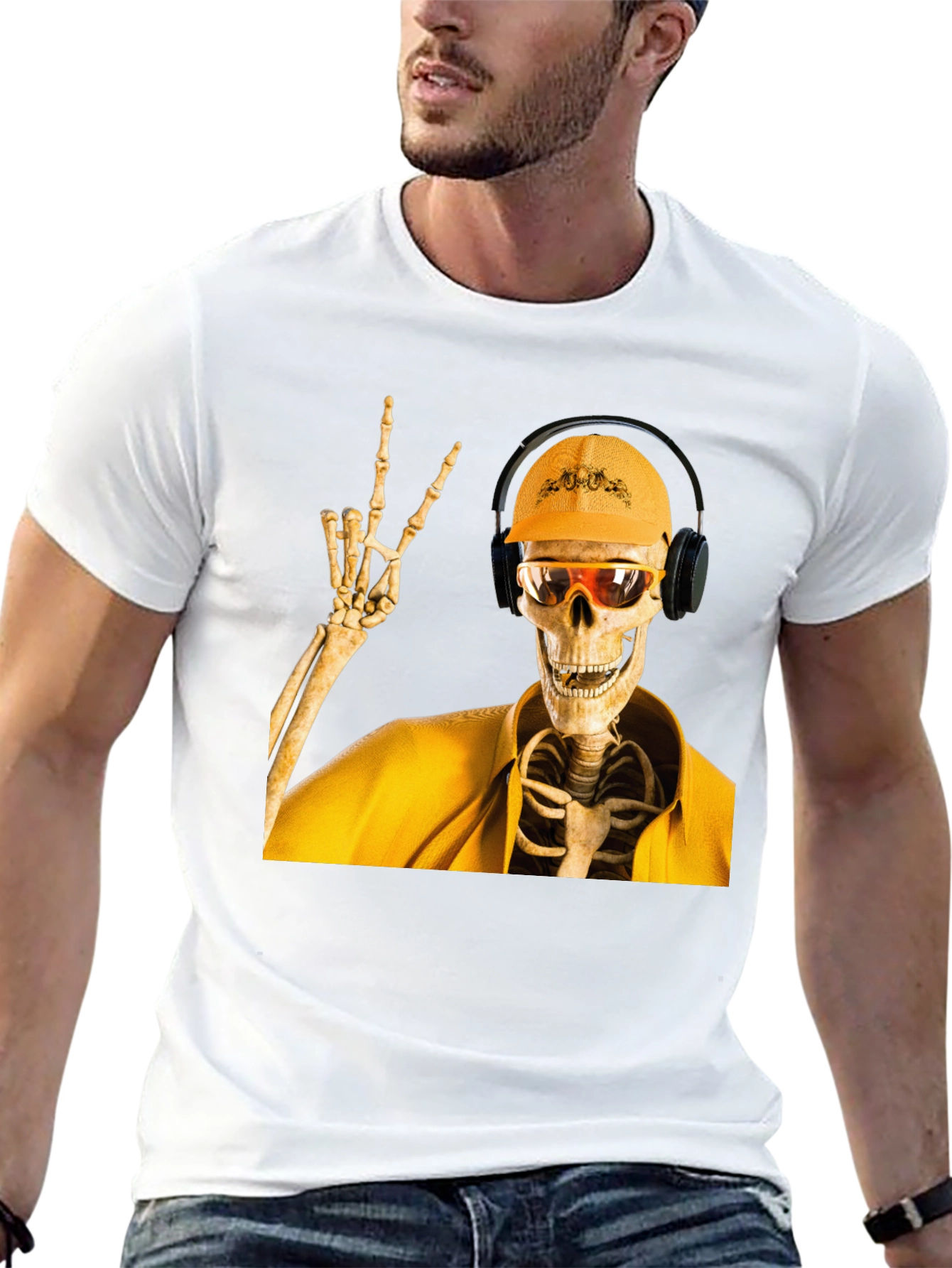 Black Construction Skeleton Graphic T-Shirt view 13