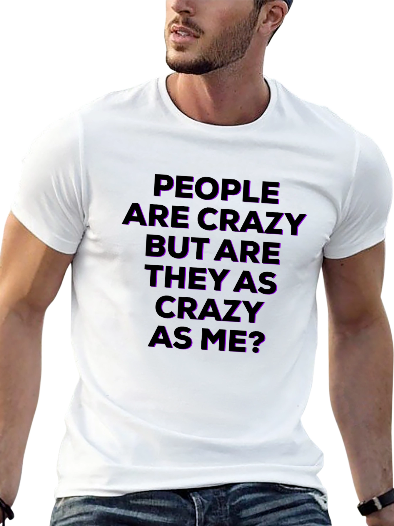 Black Crazy People T-Shirt - Funny Slogan Tee view 13