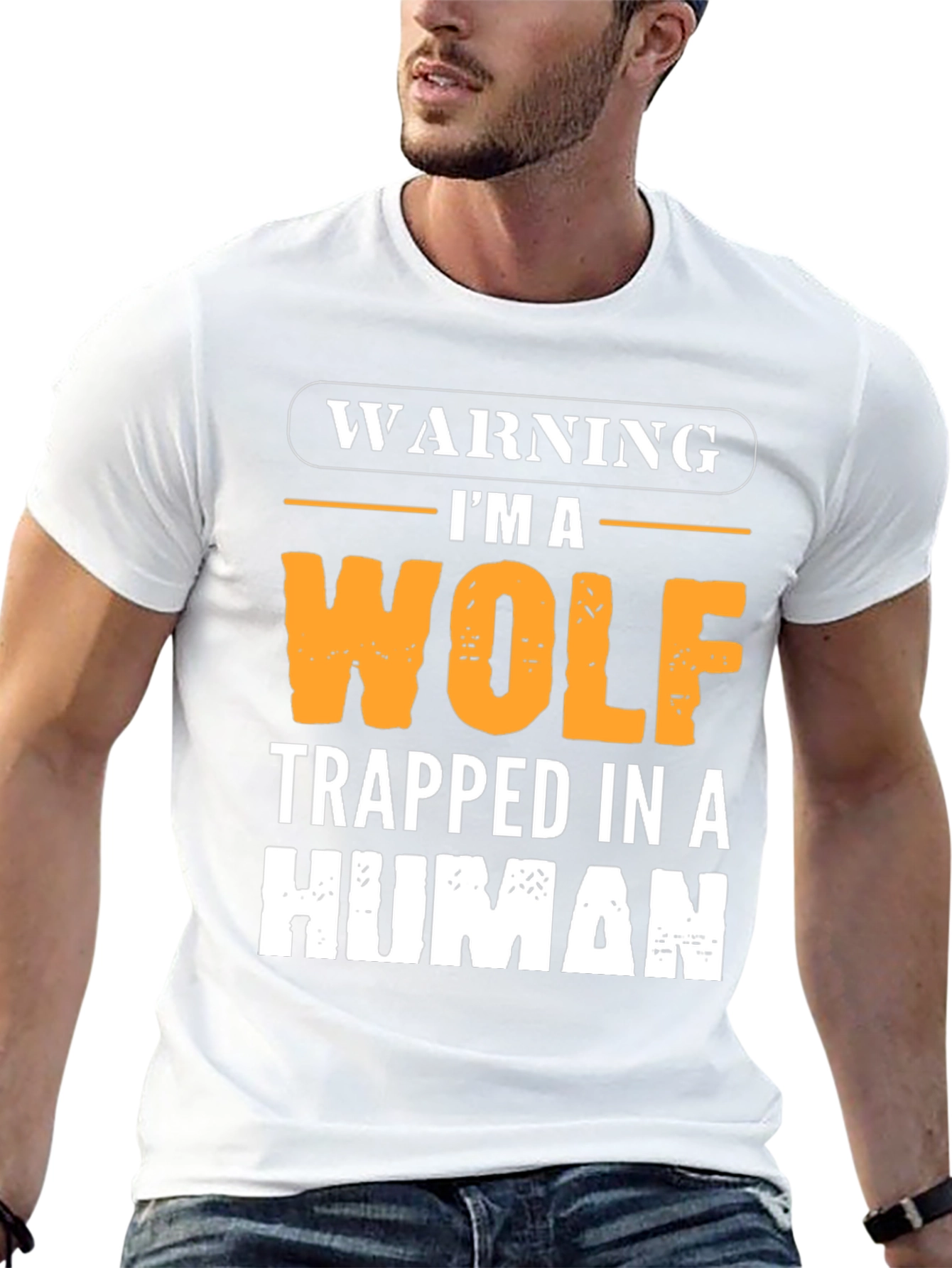 Black Warning I'm a Wolf Trapped in a Human T-Shirt view 13