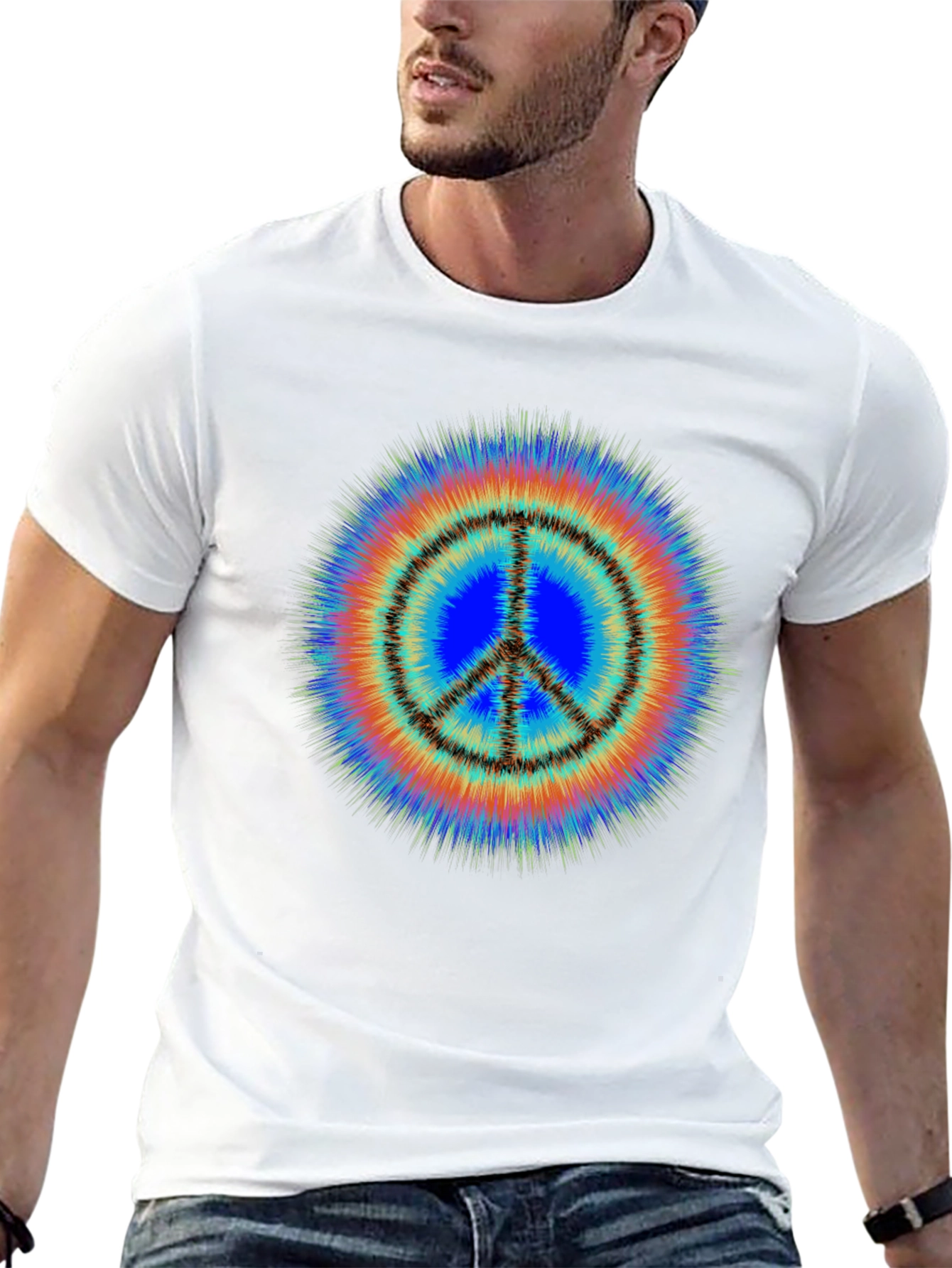 Black Retro Peace Sign Tie Dye T-Shirt - Groovy Style view 13