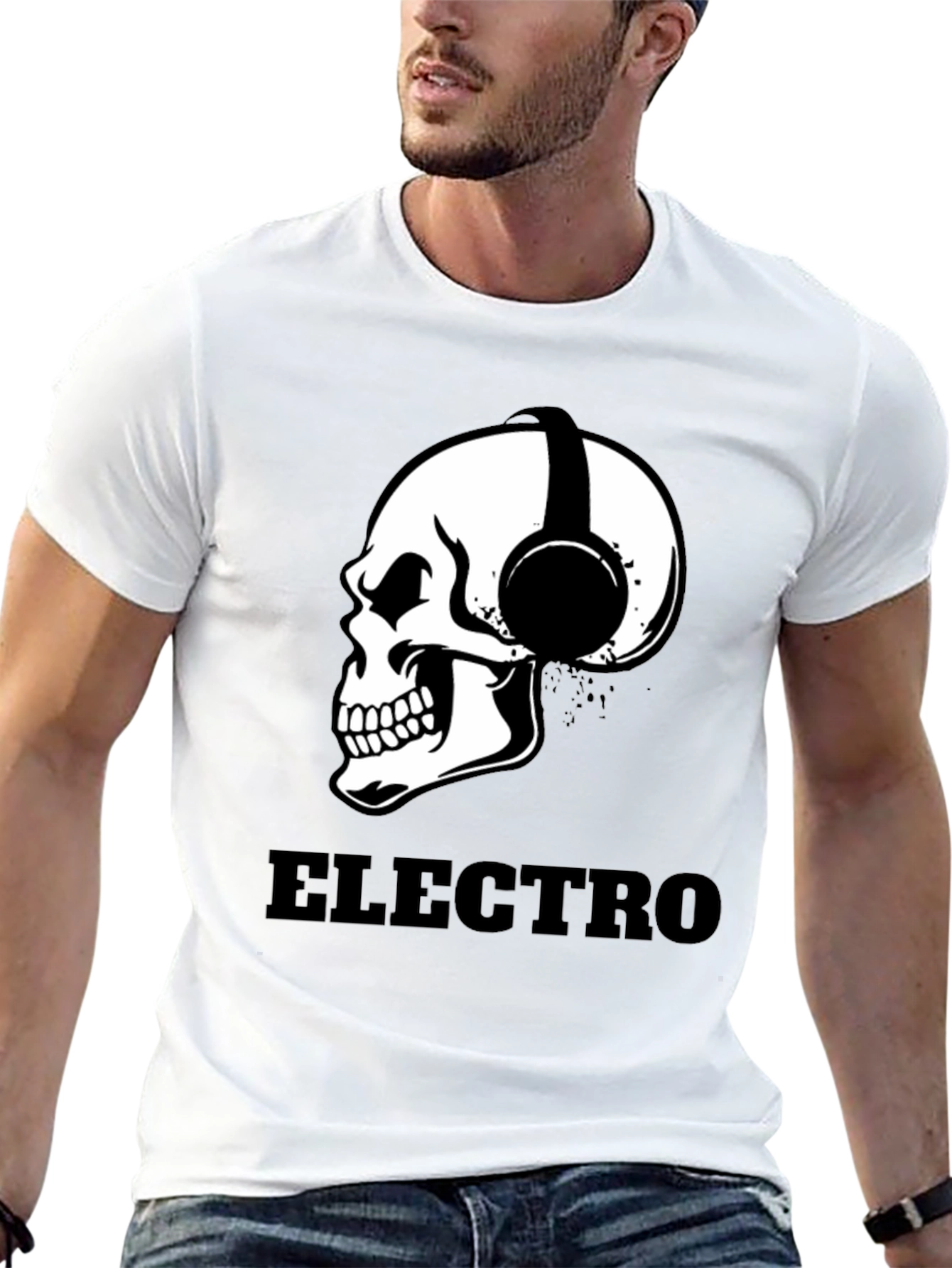 Black Electro Skull T-Shirt view 13