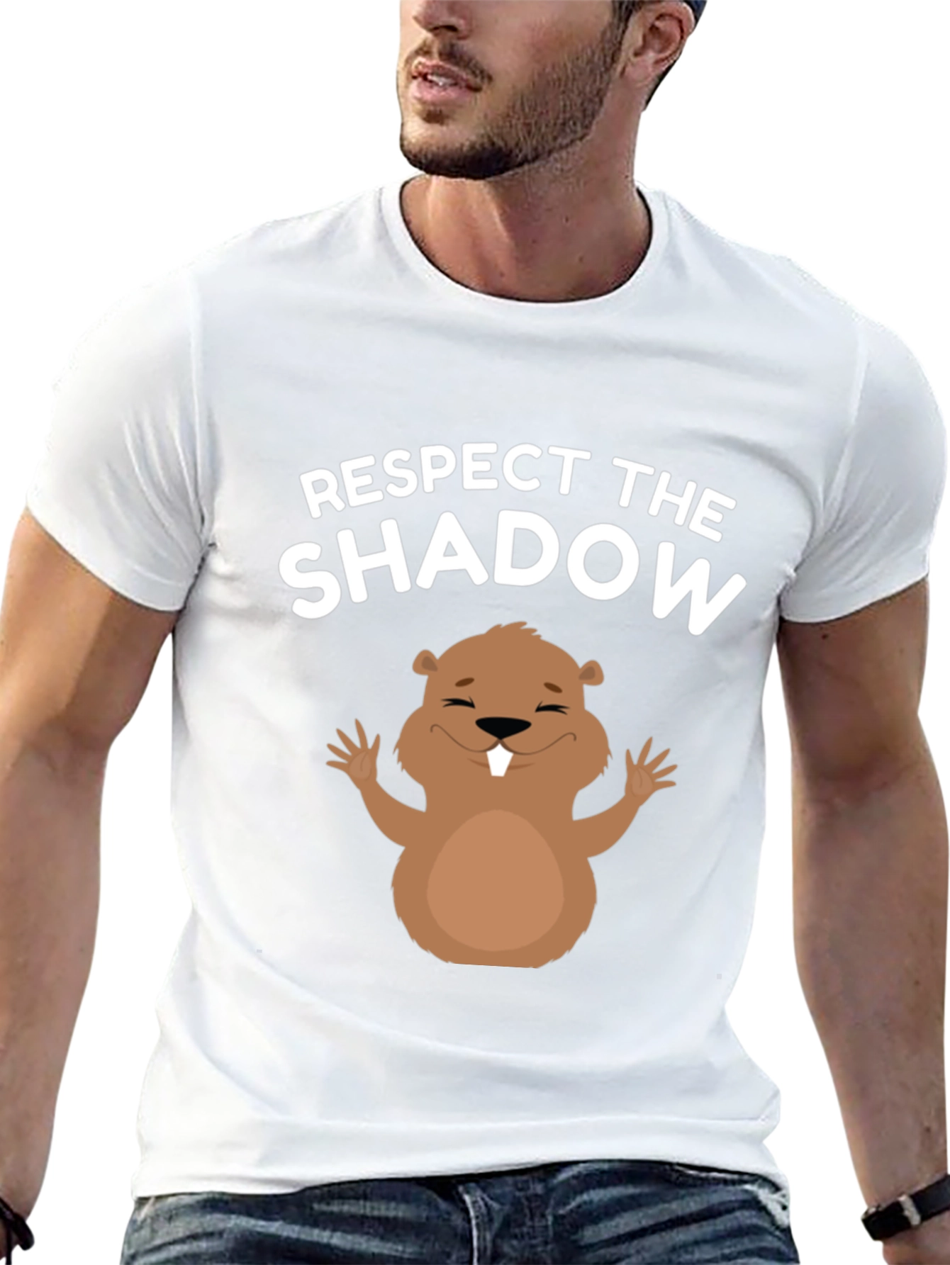 Black Respect the Shadow T-Shirt Groundhog Day Tee view 13