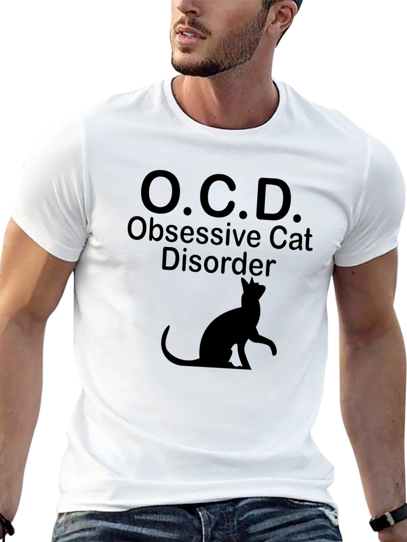 Black OCD Obsessive Cat Disorder Funny T-Shirt view 13