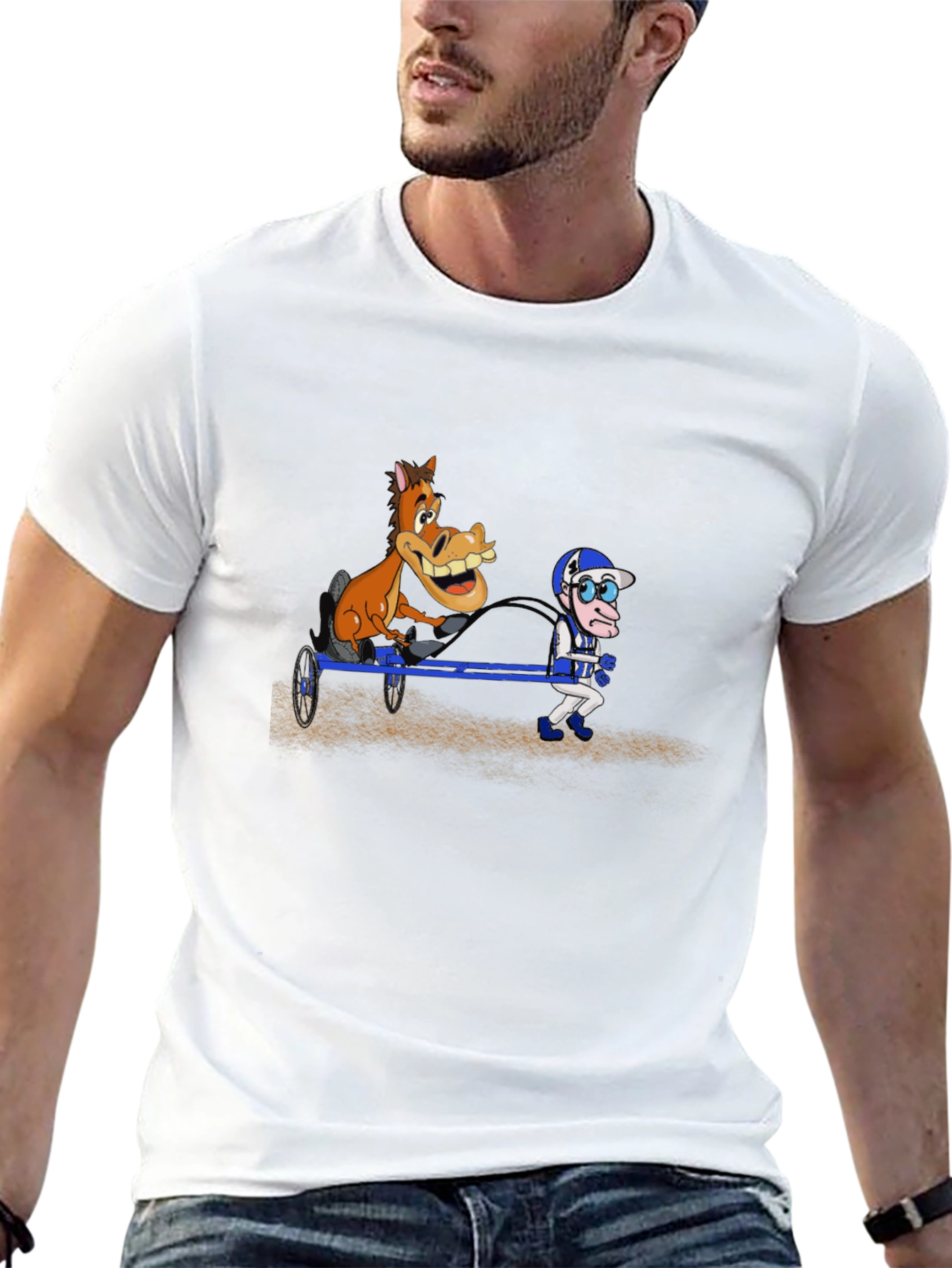 Black Cartoon Horse & Jockey Black T-Shirt view 13