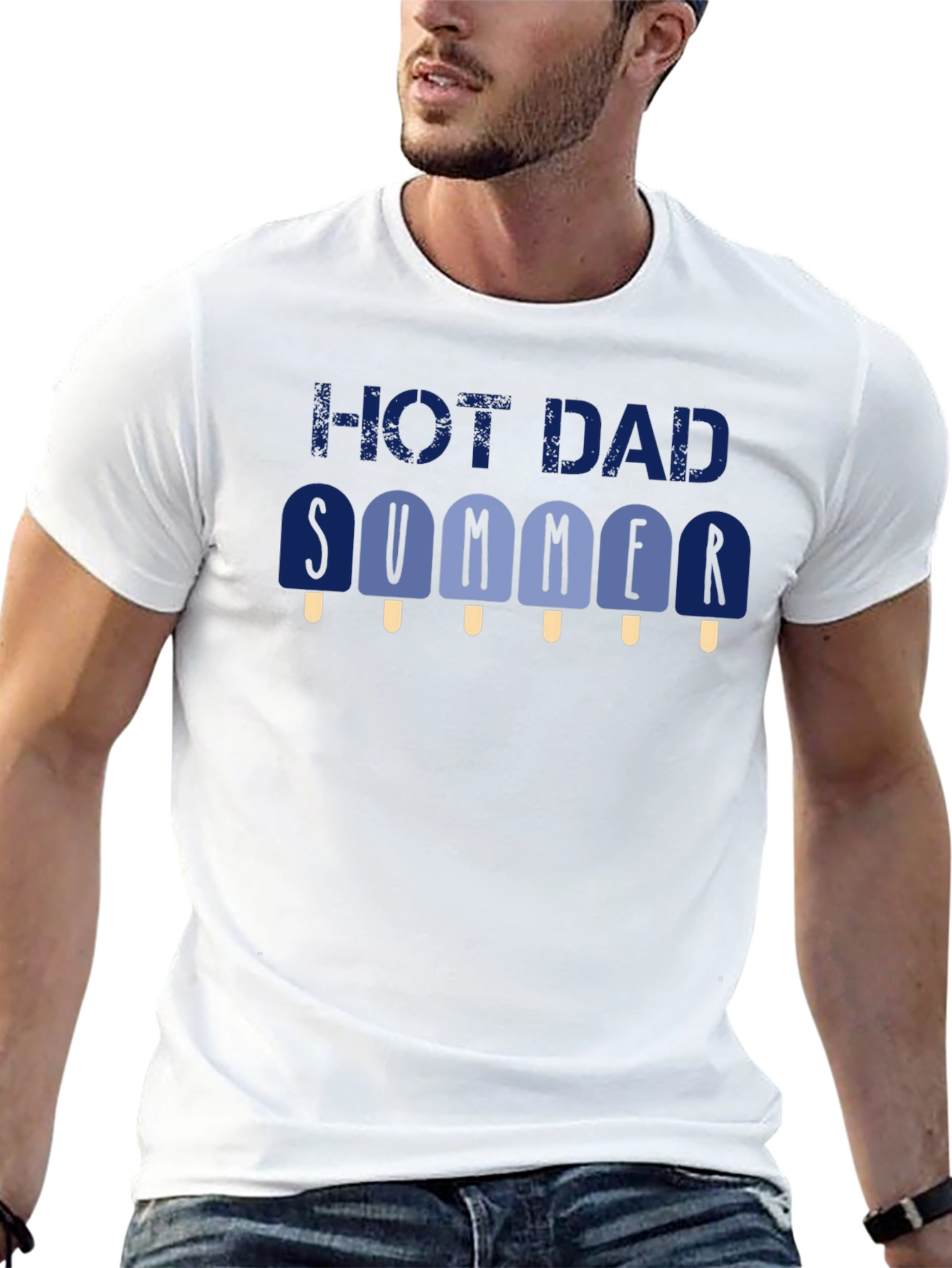 Black Hot Dad Summer Graphic T-Shirt - Black Crew Neck Tee view 13