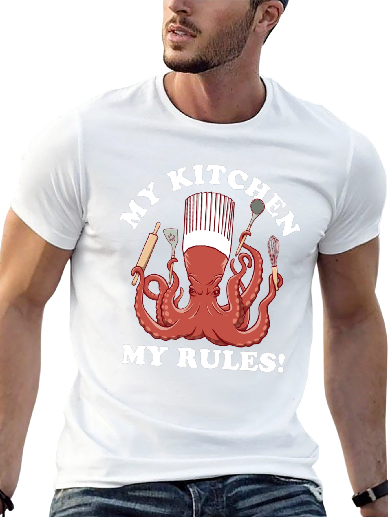Black Chef Octopus Graphic T-Shirt - Kitchen Rules view 13