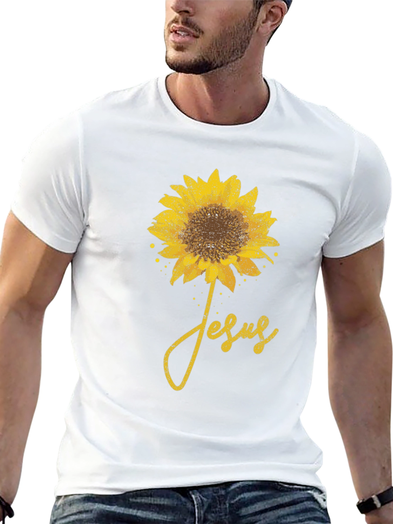 Black Sunflower Jesus Graphic T-Shirt view 13