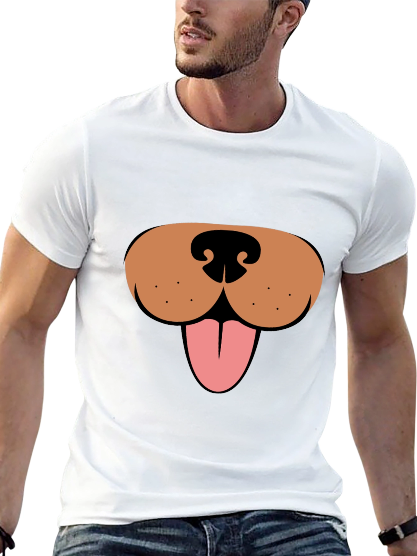 Black Funny Dog Face Graphic Tee - Black Casual T-Shirt view 13