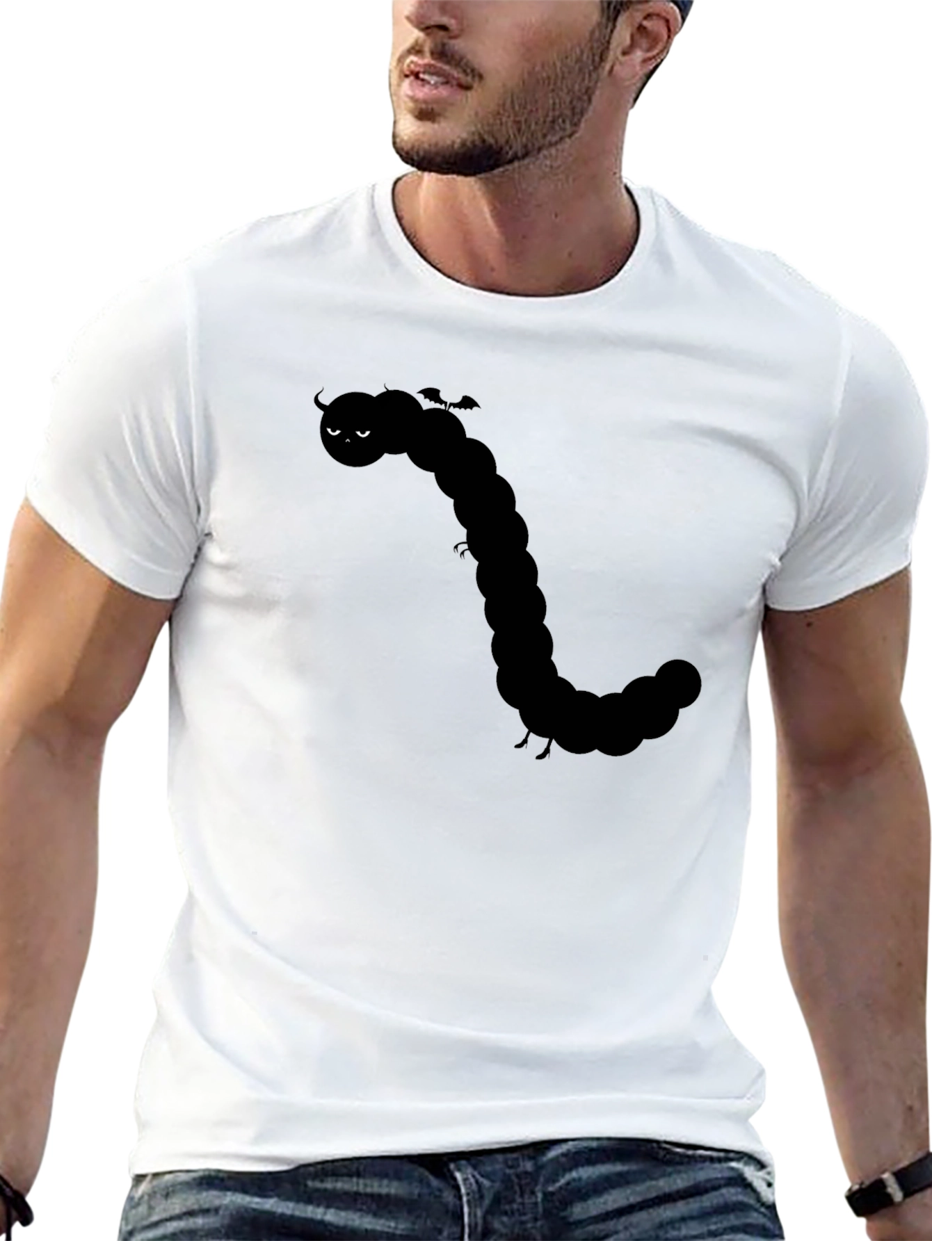 Black Caterpillar Graphic Tee - Black Cotton Shirt view 13