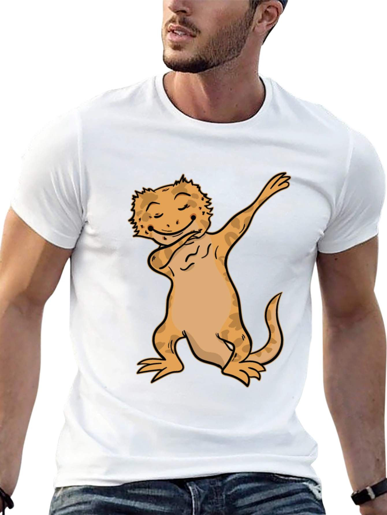 Black Dabbing Bearded Dragon Black T-Shirt view 13