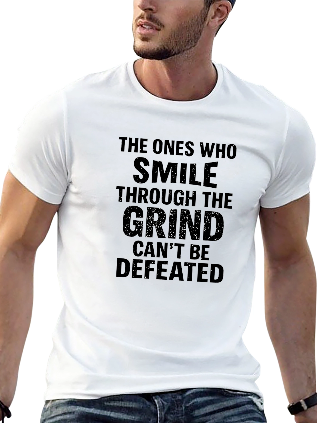 Black Motivational T-Shirt: Smile Through The Grind view 13