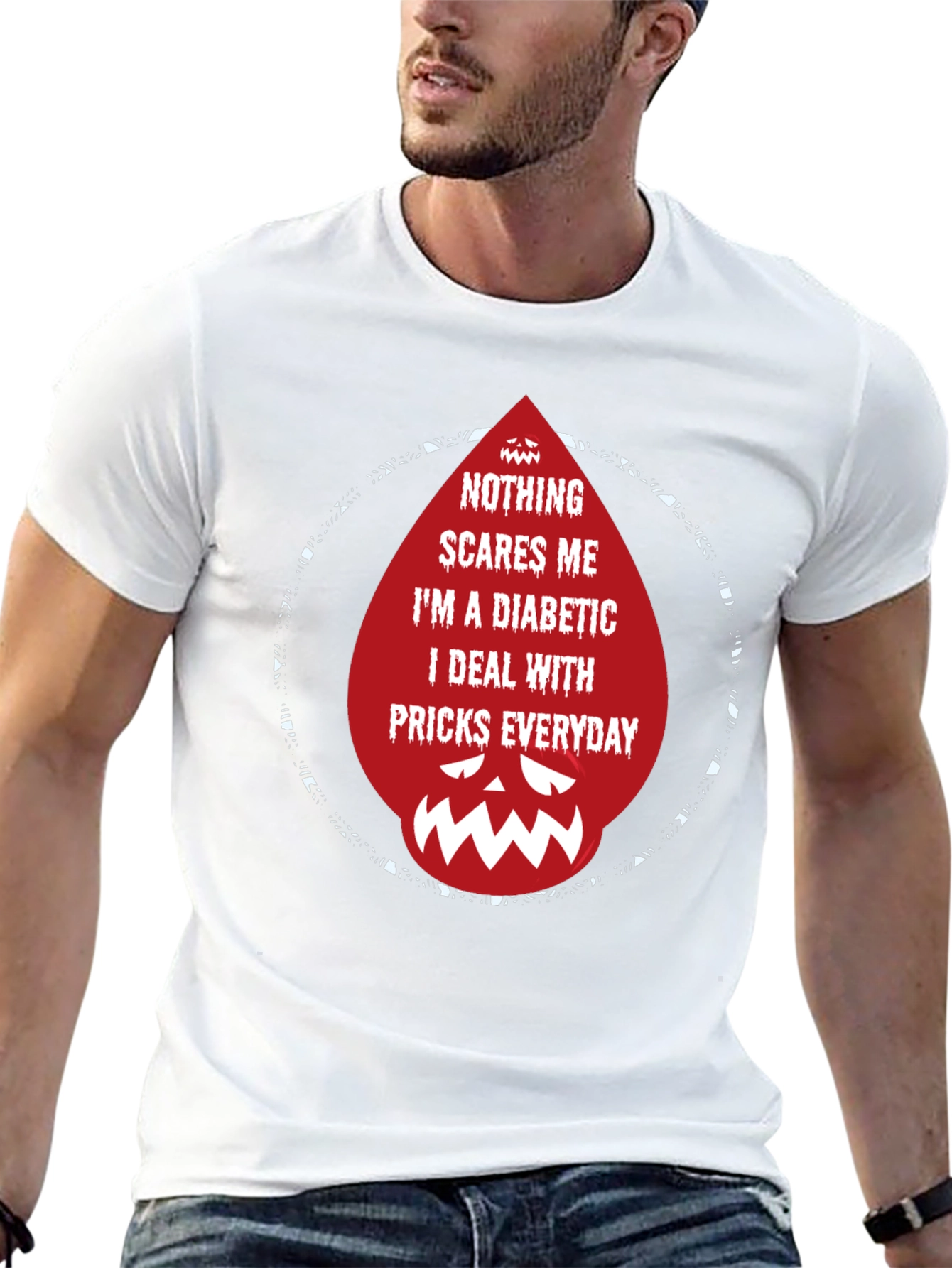 Black Diabetic Prick Graphic Tee - Funny Diabetes Awareness Shirt view 13