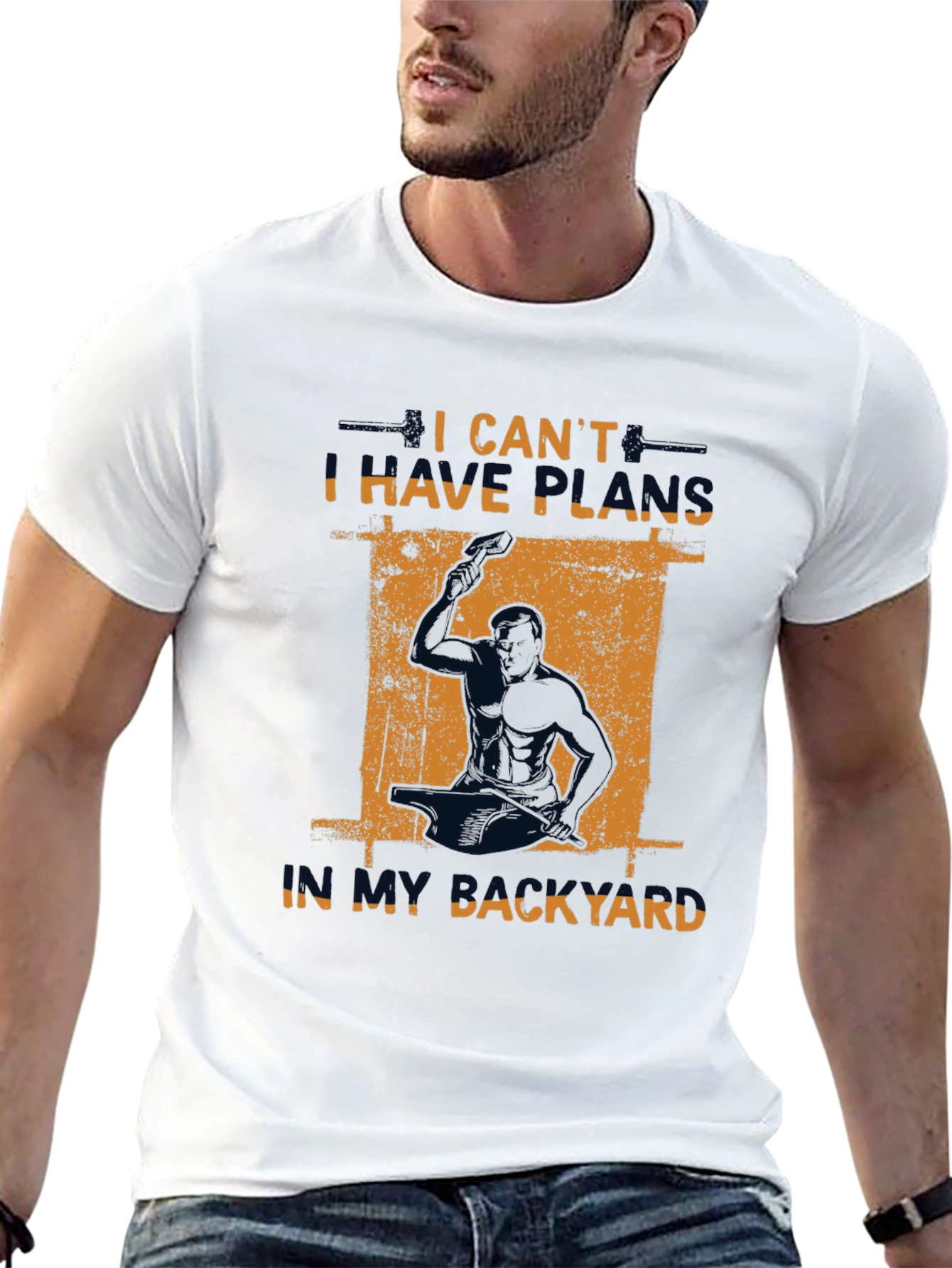 Black I Can't I Have Plans In My Backyard T-Shirt view 13