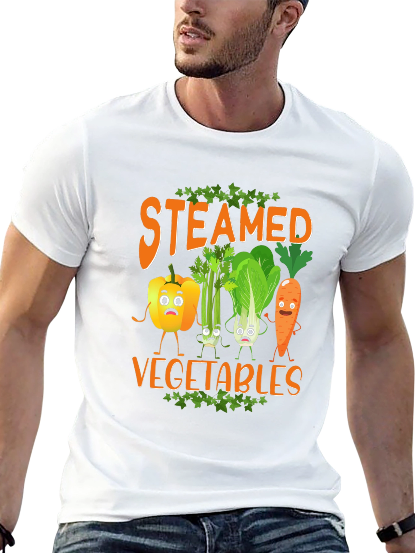 Black Steamed Vegetables Graphic T-Shirt view 13