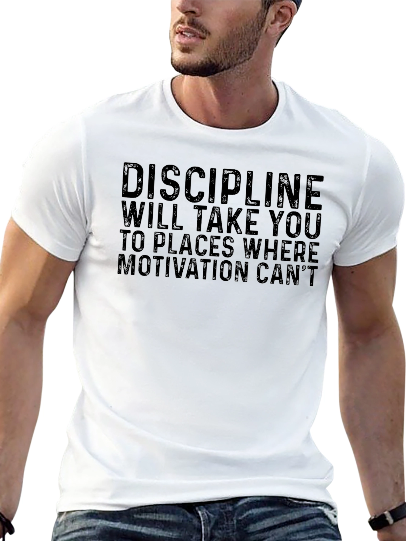 Black Discipline Motivation Graphic T-Shirt view 13