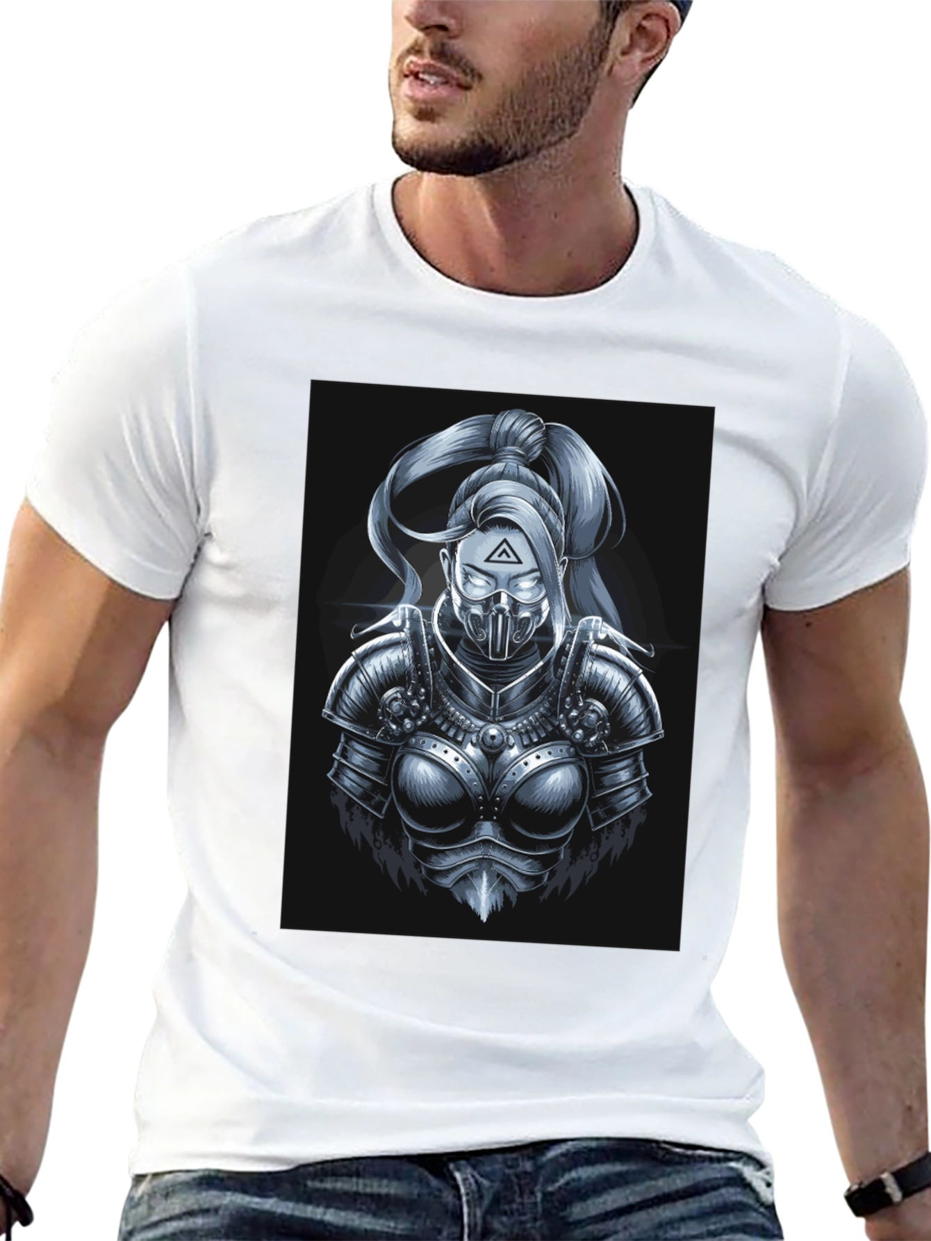 Black Futuristic Knight T-Shirt - Black view 13