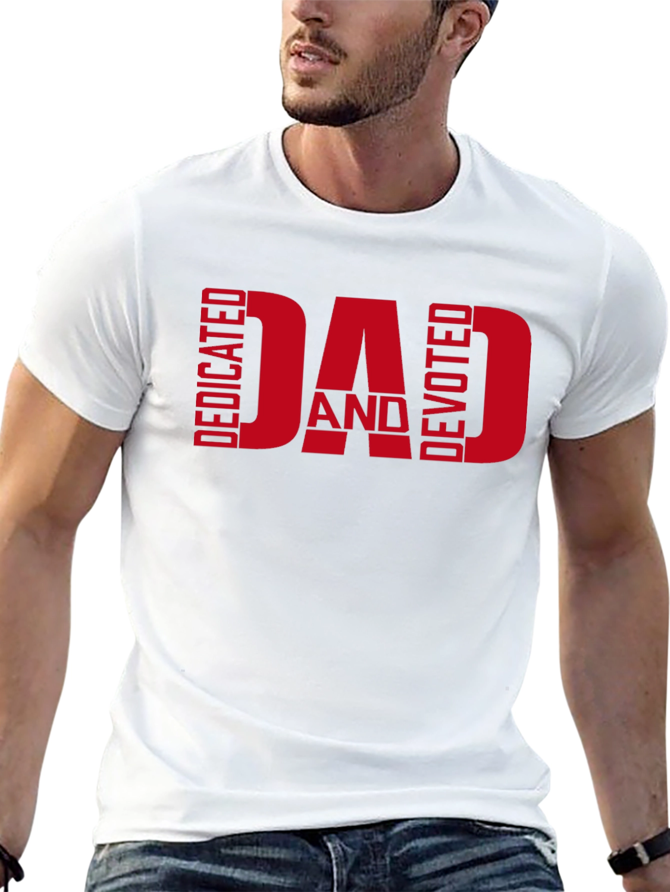 Black Dedicated and Devoted Dad T-Shirt view 13
