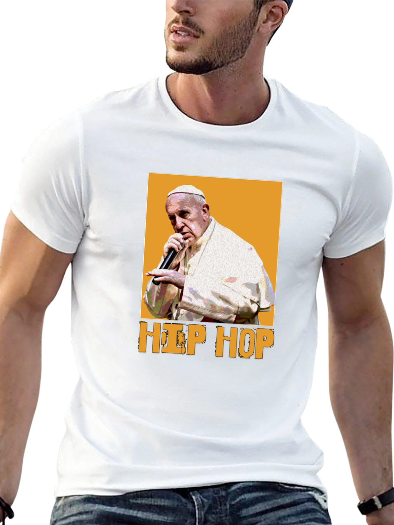 Black Hip Hop Pope T-Shirt - Black view 13